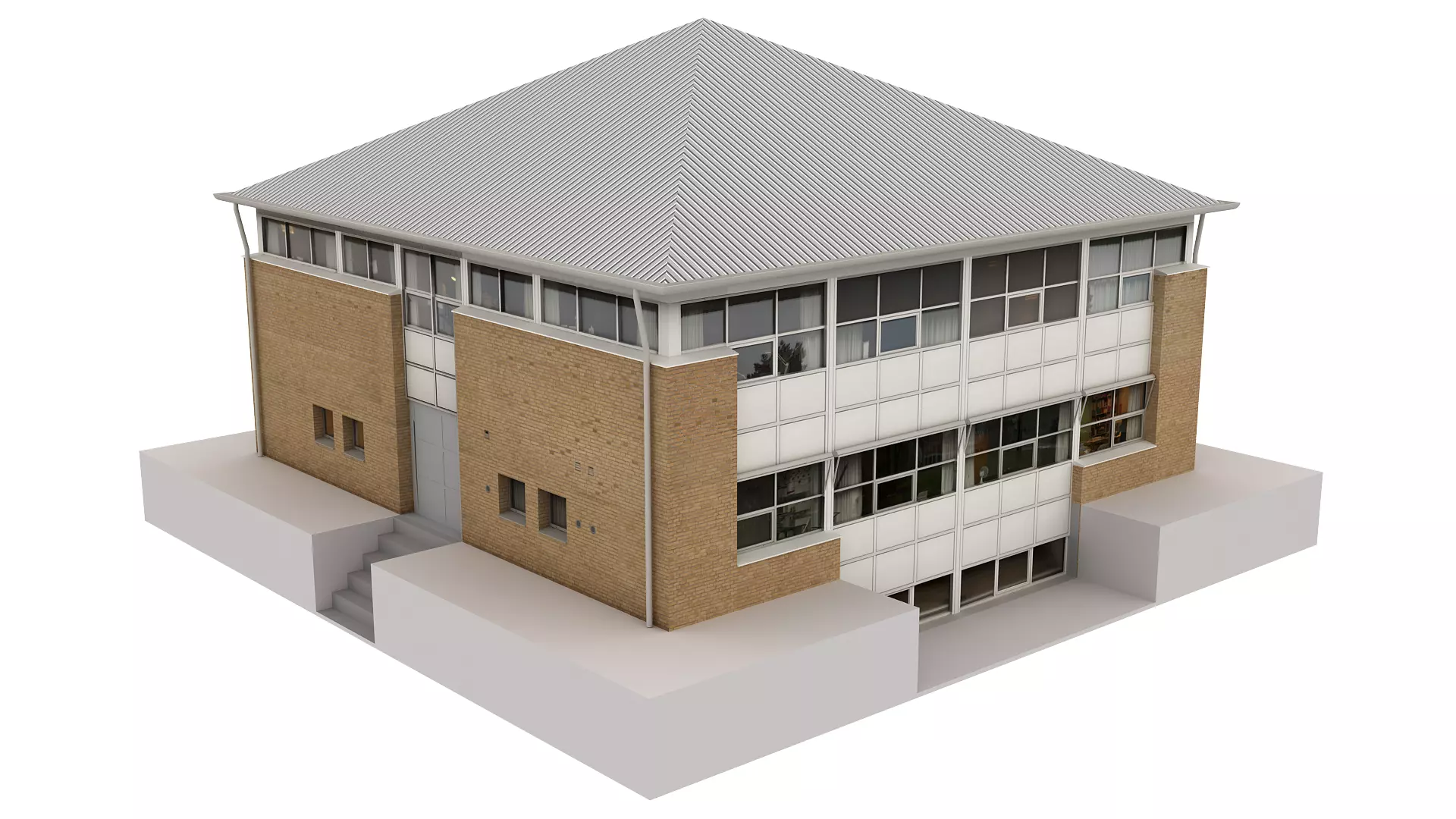 Realistic European City Block Building 05 Low-poly 3D model_0