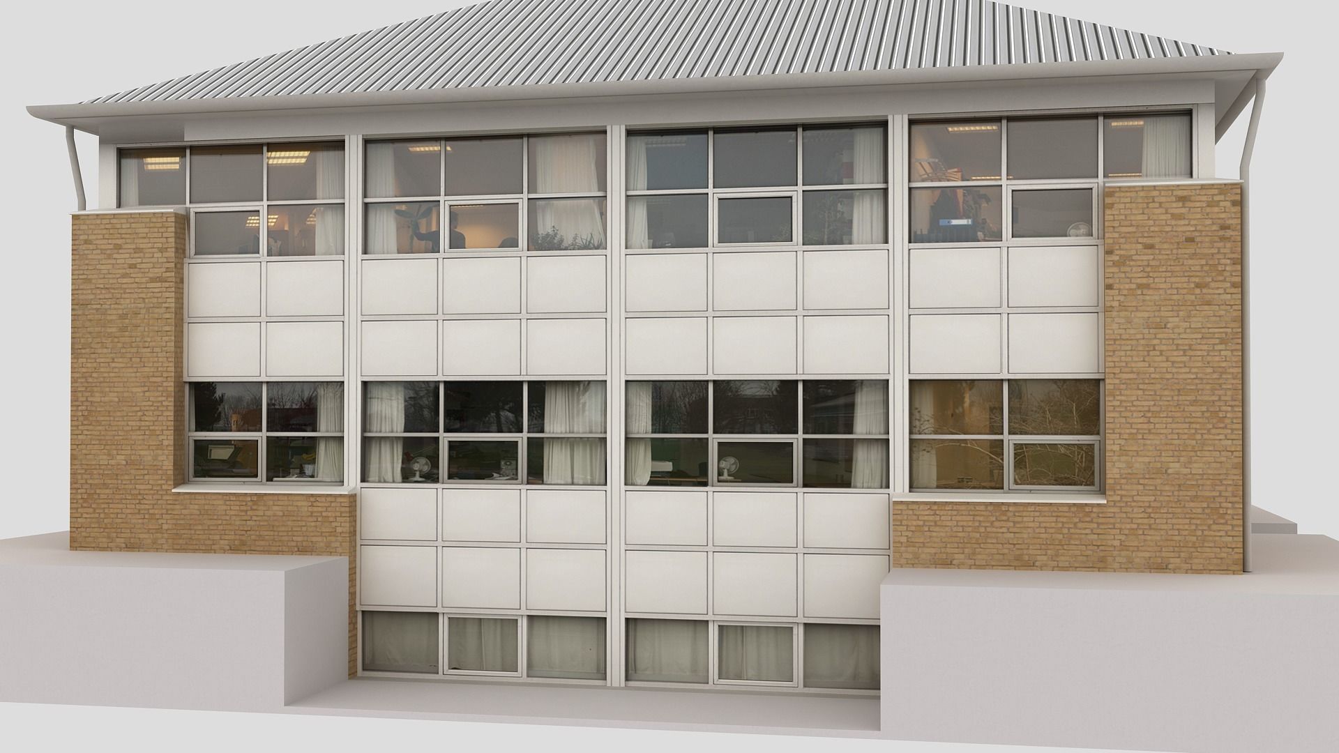 Realistic European City Block Building 05 Low-poly 3D model_5