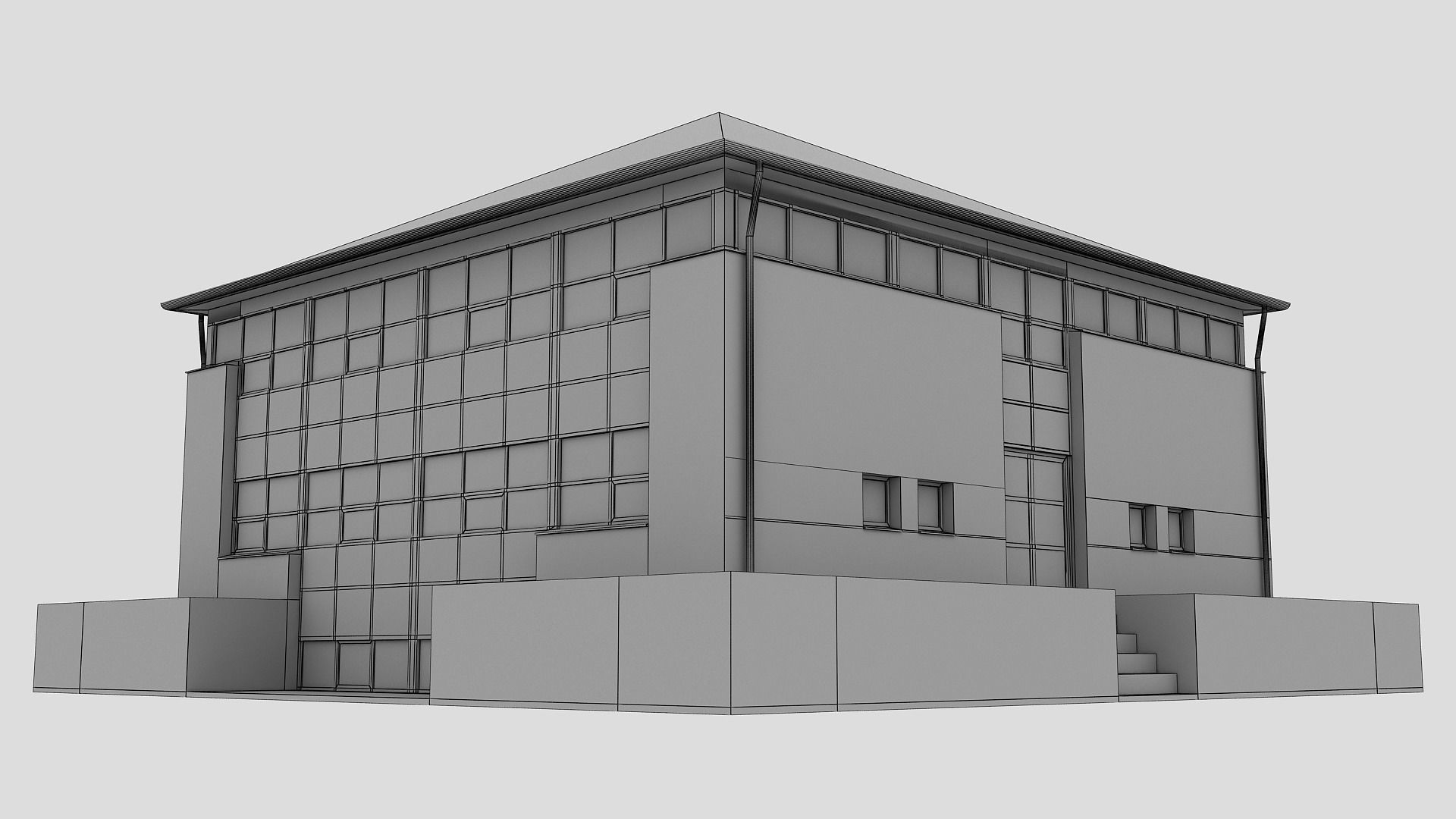 Realistic European City Block Building 05 Low-poly 3D model_14