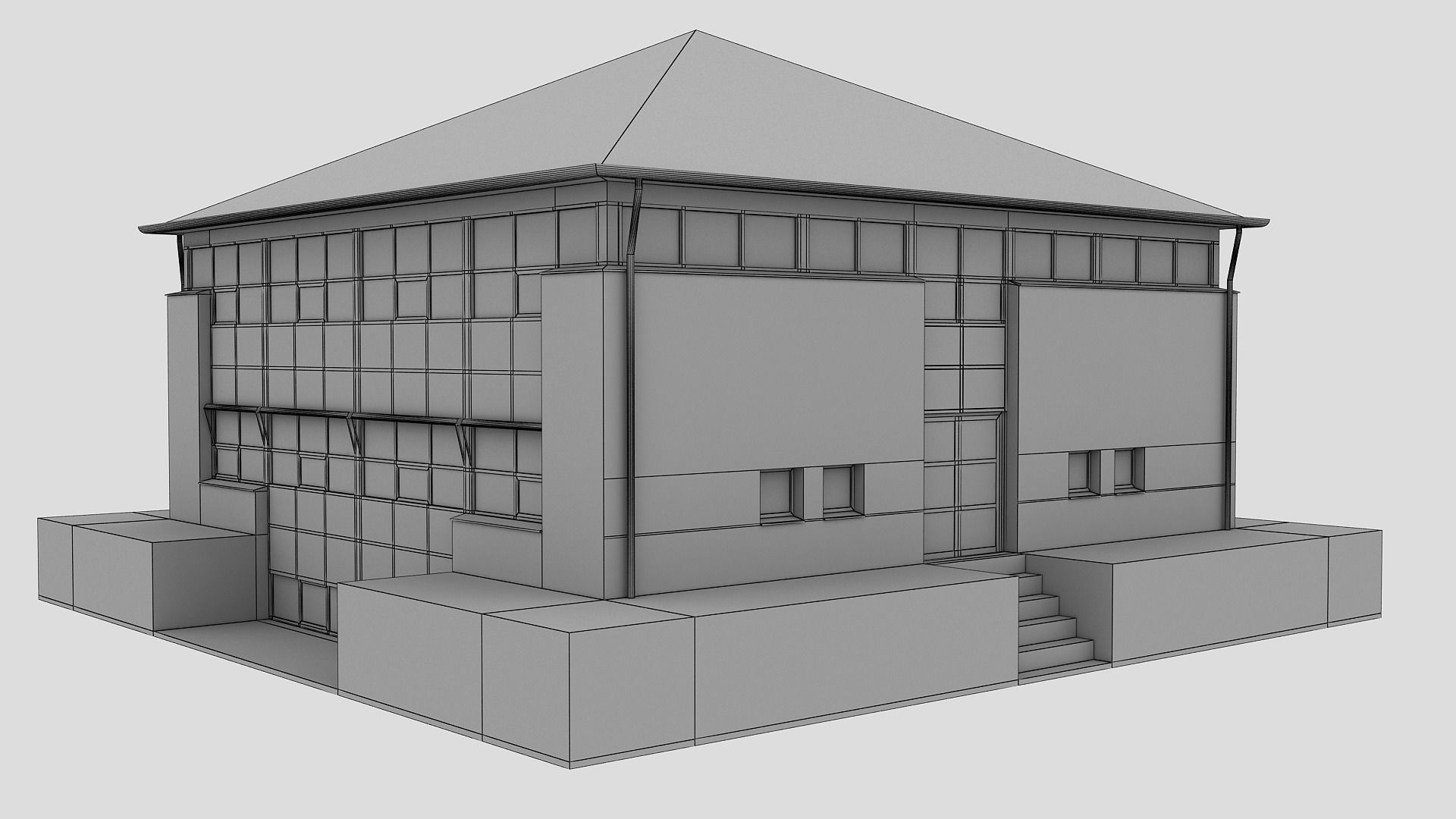 Realistic European City Block Building 05 Low-poly 3D model_12