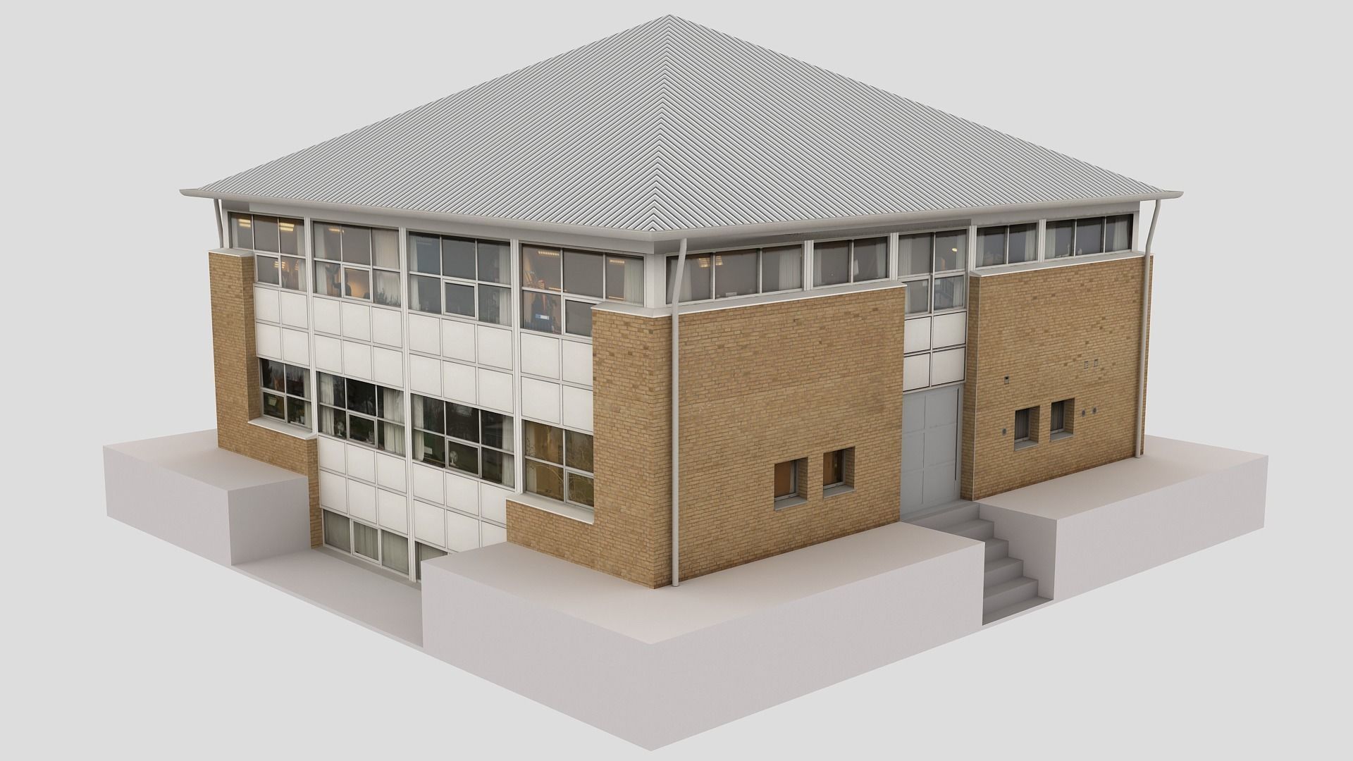 Realistic European City Block Building 05 Low-poly 3D model_7