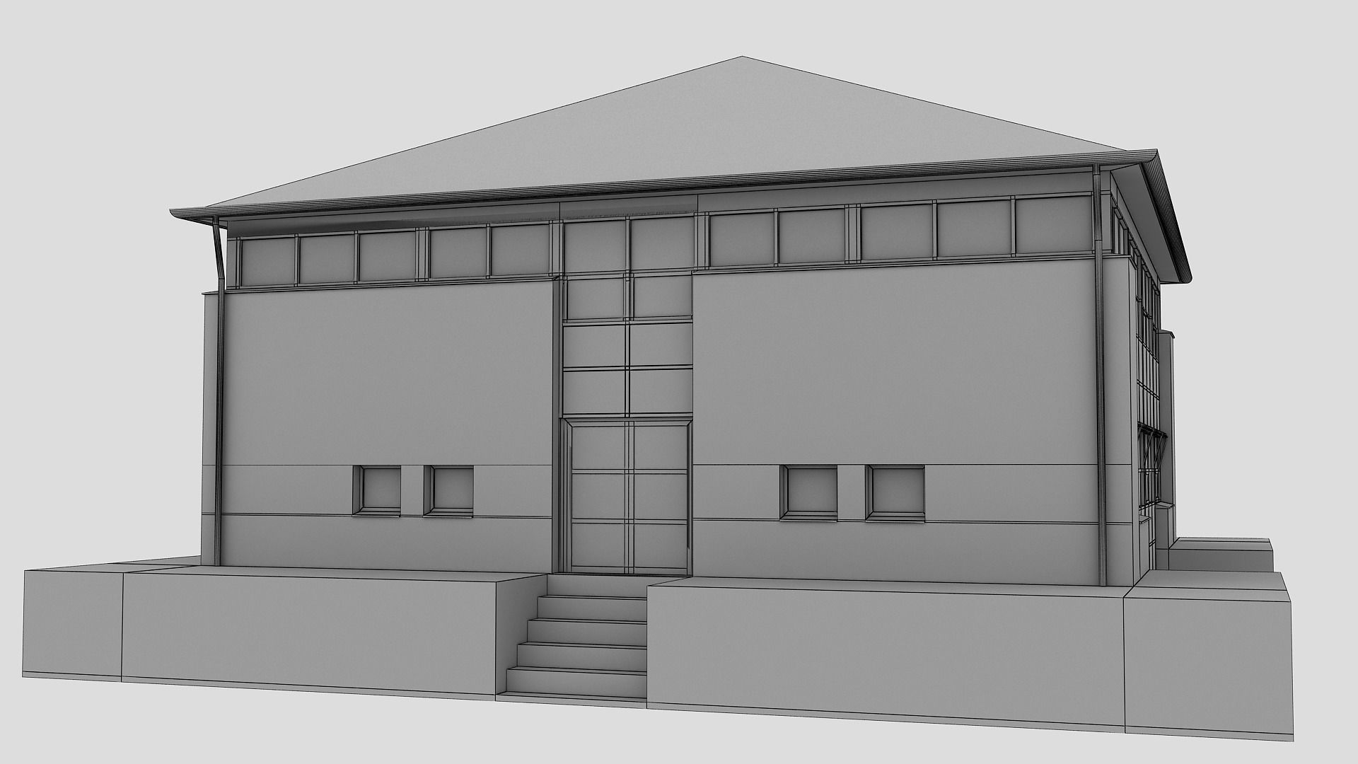 Realistic European City Block Building 05 Low-poly 3D model_10