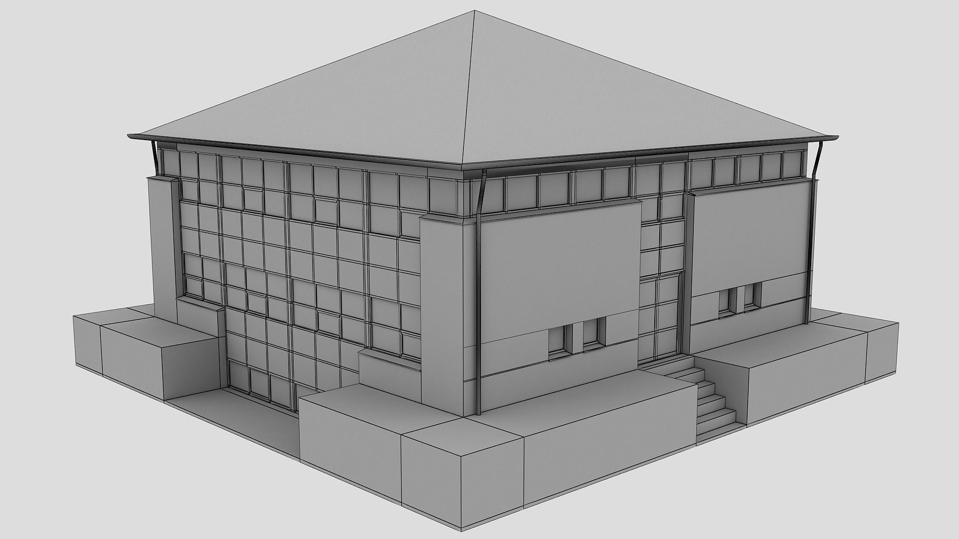 Realistic European City Block Building 05 Low-poly 3D model_9