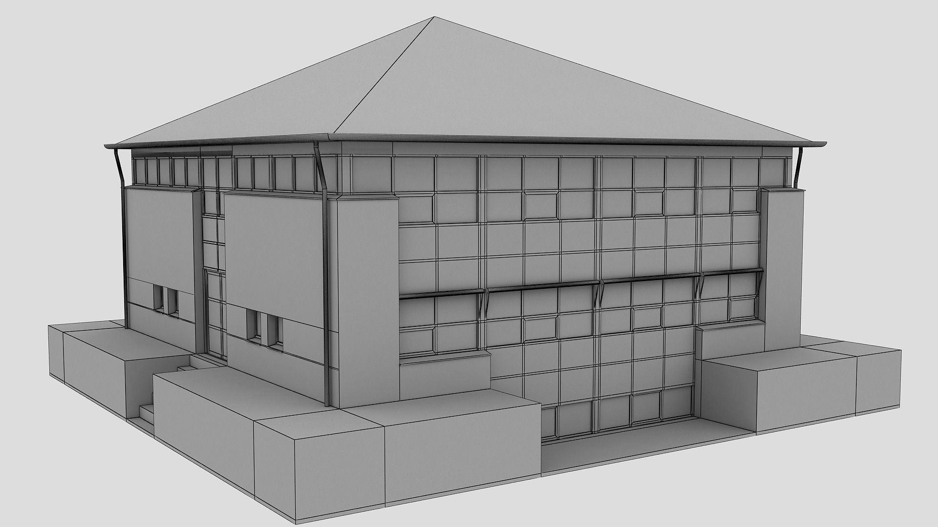 Realistic European City Block Building 05 Low-poly 3D model_11