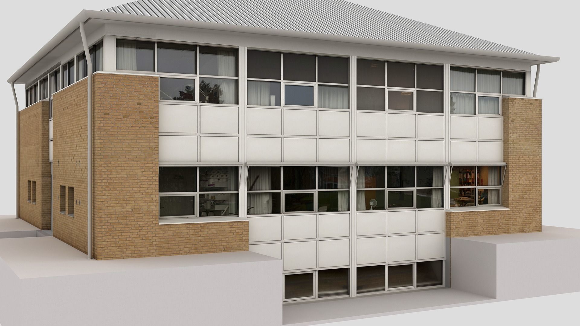 Realistic European City Block Building 05 Low-poly 3D model_6