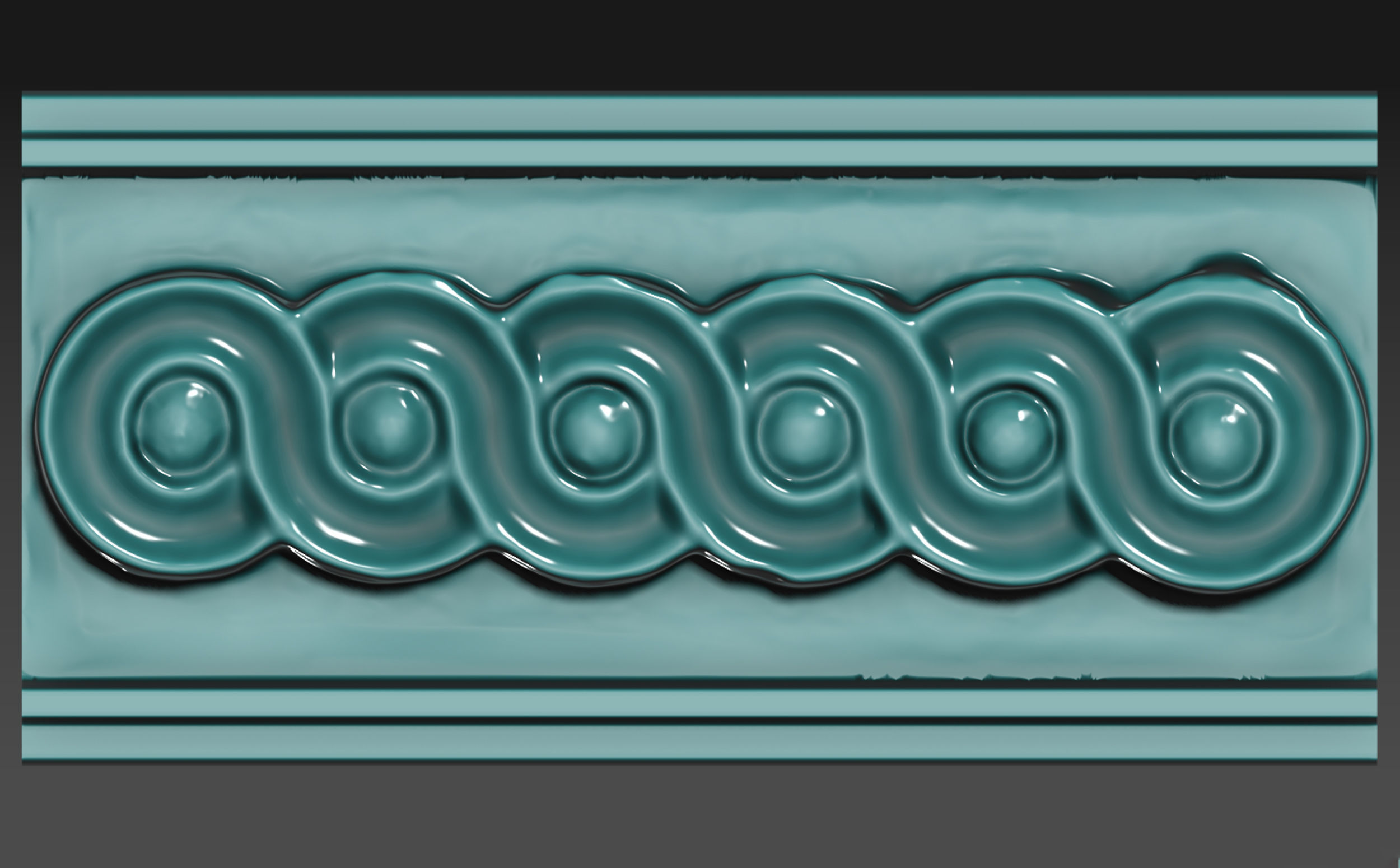 Circular spiral linear bas-relief  Low-poly 3D model_5