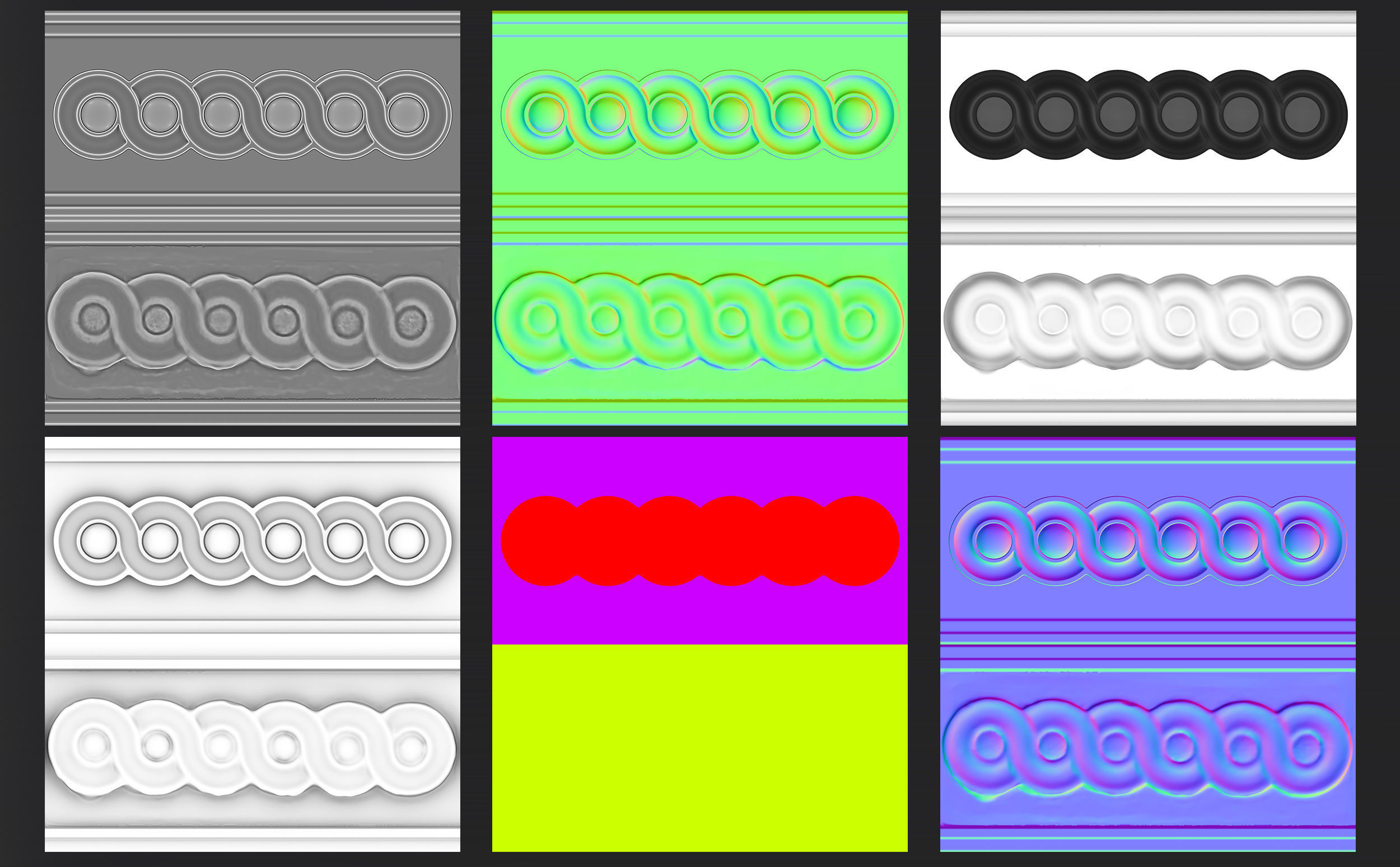 Circular spiral linear bas-relief  Low-poly 3D model_7