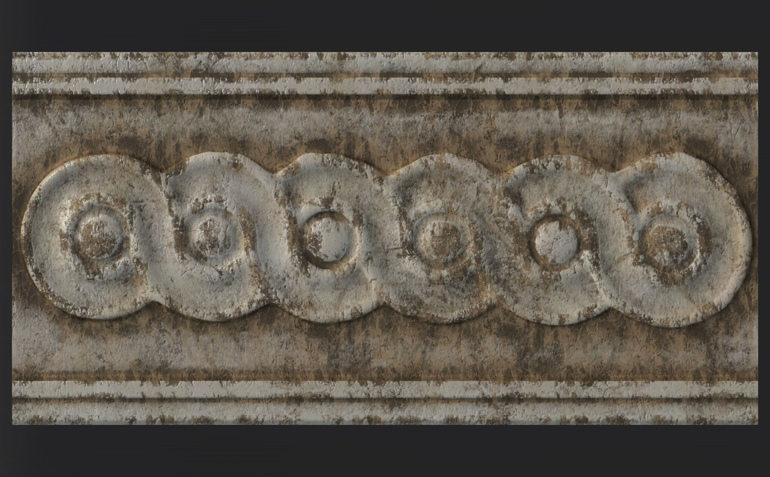 Circular spiral linear bas-relief  Low-poly 3D model_3