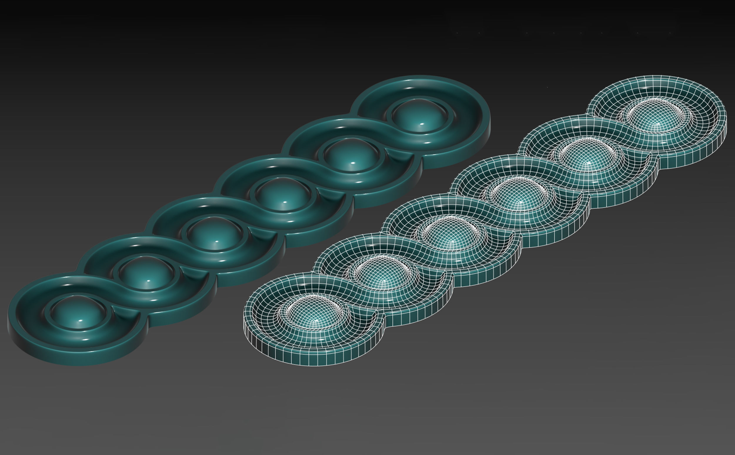 Circular spiral linear bas-relief  Low-poly 3D model_4