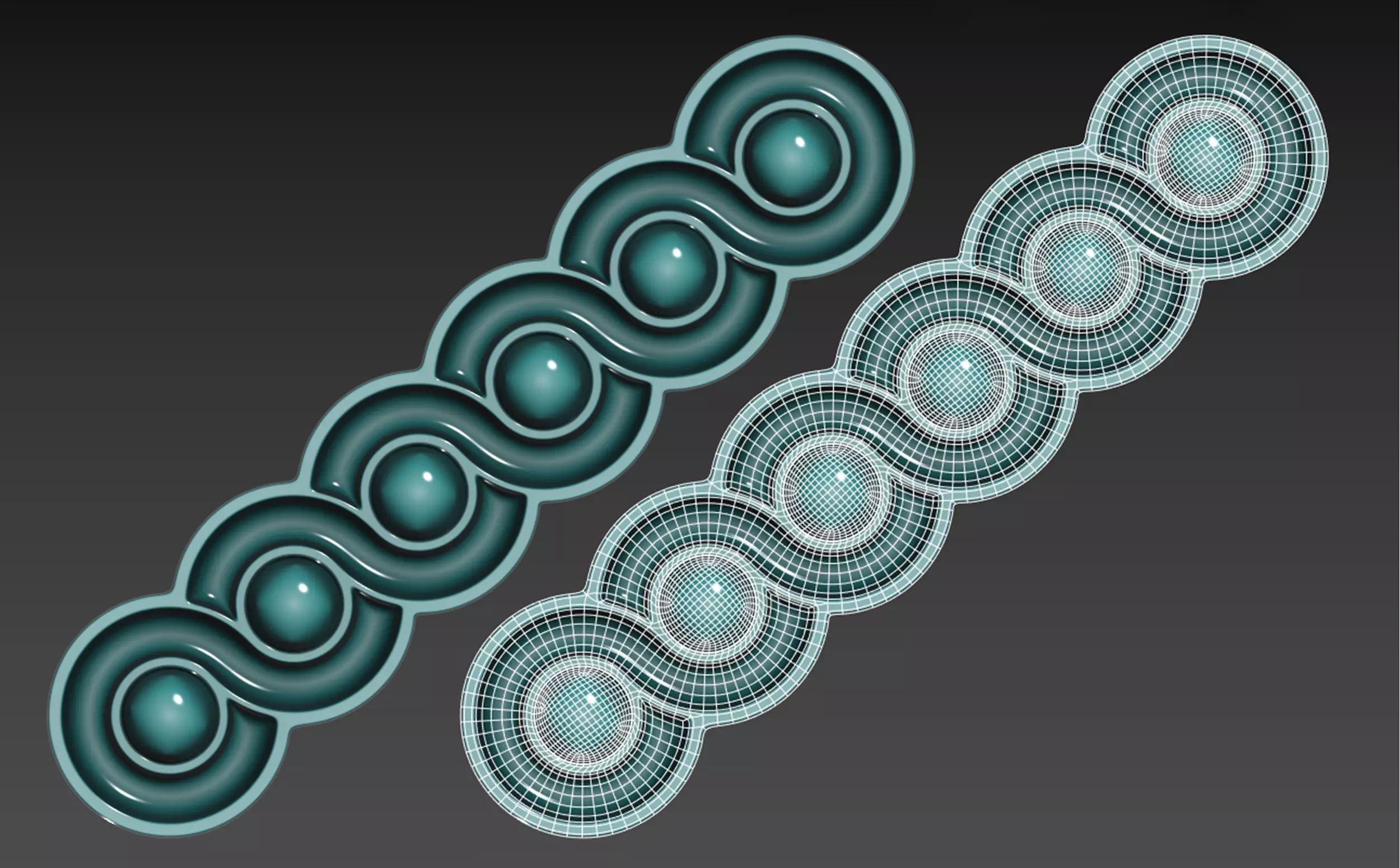 Circular spiral linear bas-relief  Low-poly 3D model_0