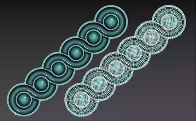 Circular spiral linear bas-relief  Low-poly 3D model