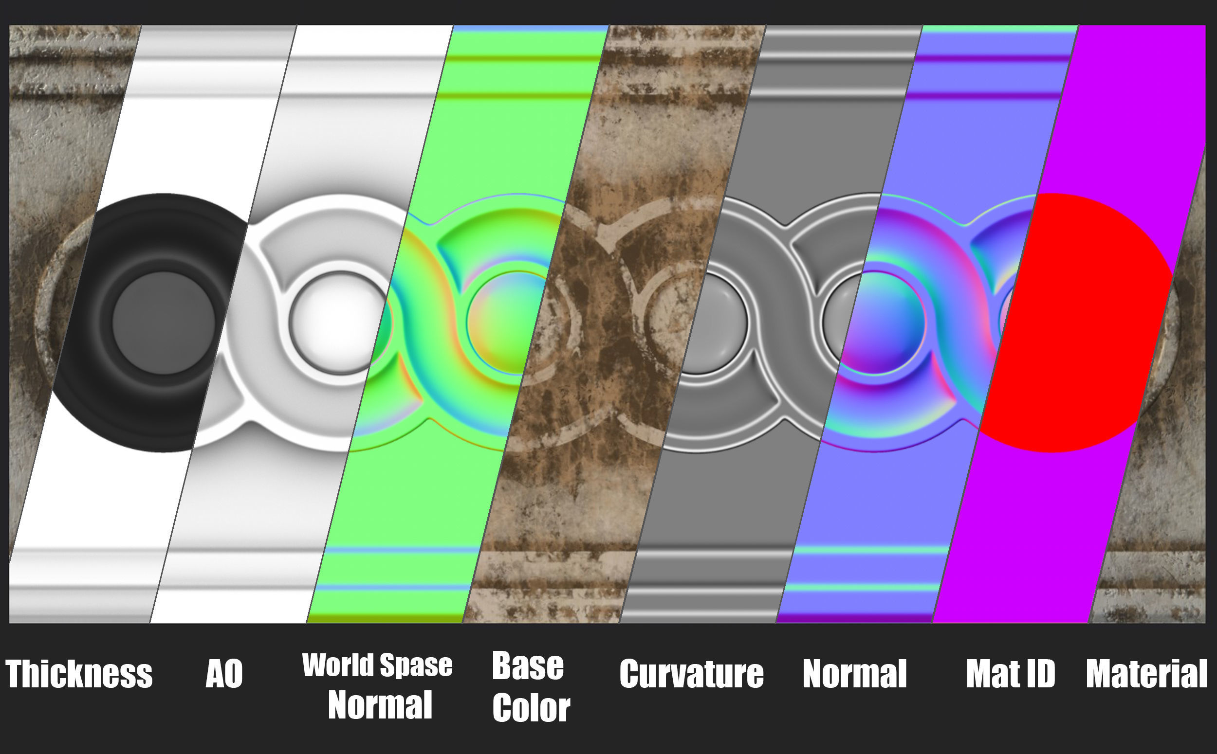 Circular spiral linear bas-relief  Low-poly 3D model_8