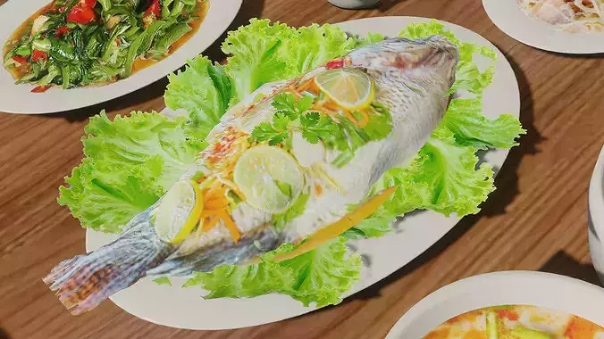 Thai food set-1 Low-poly 3D model 7