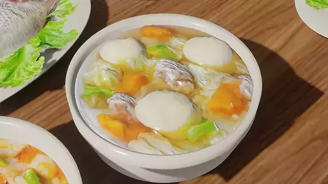 Thai food set-1 Low-poly 3D model 5