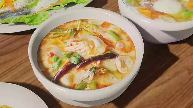 Thai food set-1 Low-poly 3D model 6