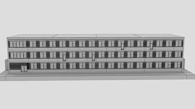 Realistic European City Block Building 17 Low-poly 3D model 6