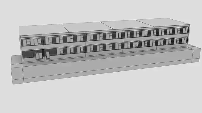 Realistic European City Block Building 17 Low-poly 3D model 4