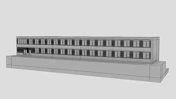 Realistic European City Block Building 17 Low-poly 3D model 5