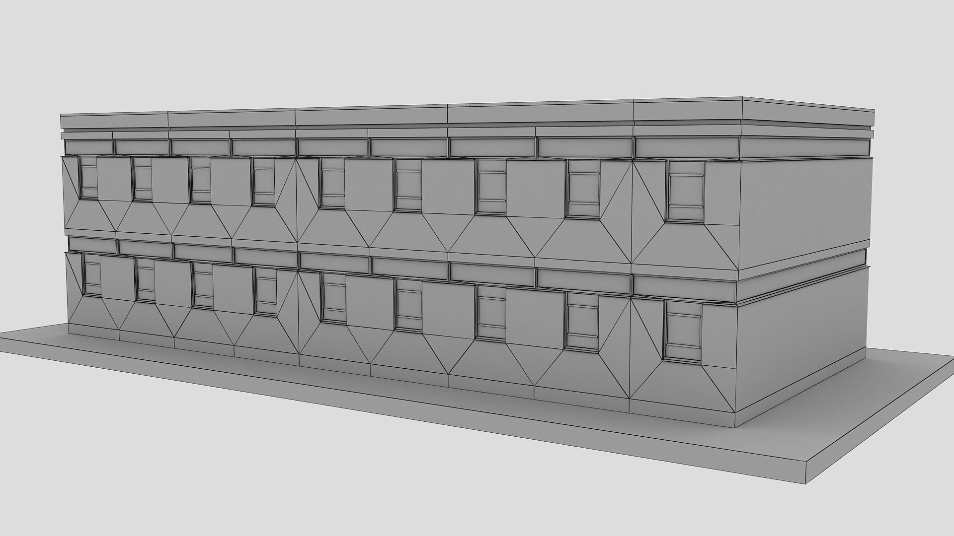 Realistic European City Block Building 20 Low-poly 3D model_11