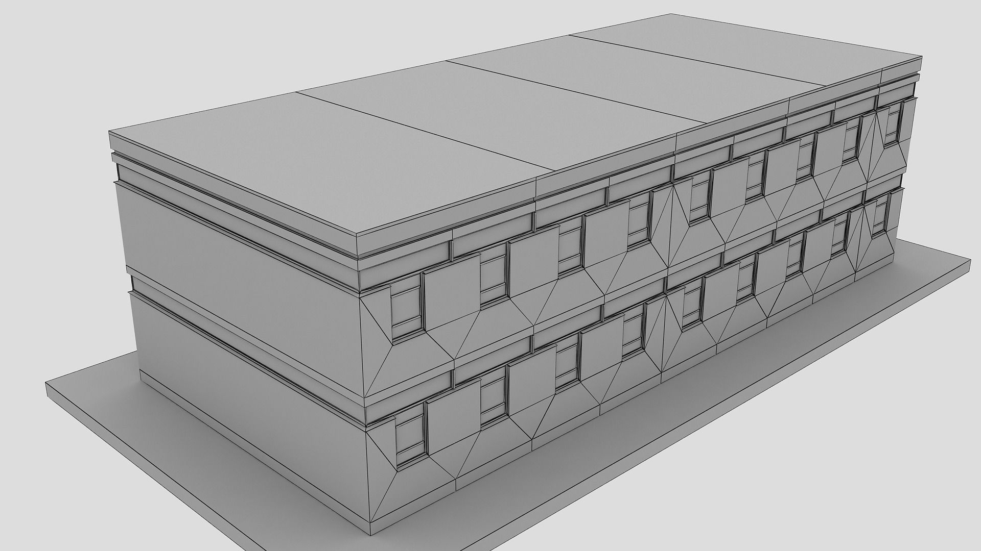 Realistic European City Block Building 20 Low-poly 3D model_15