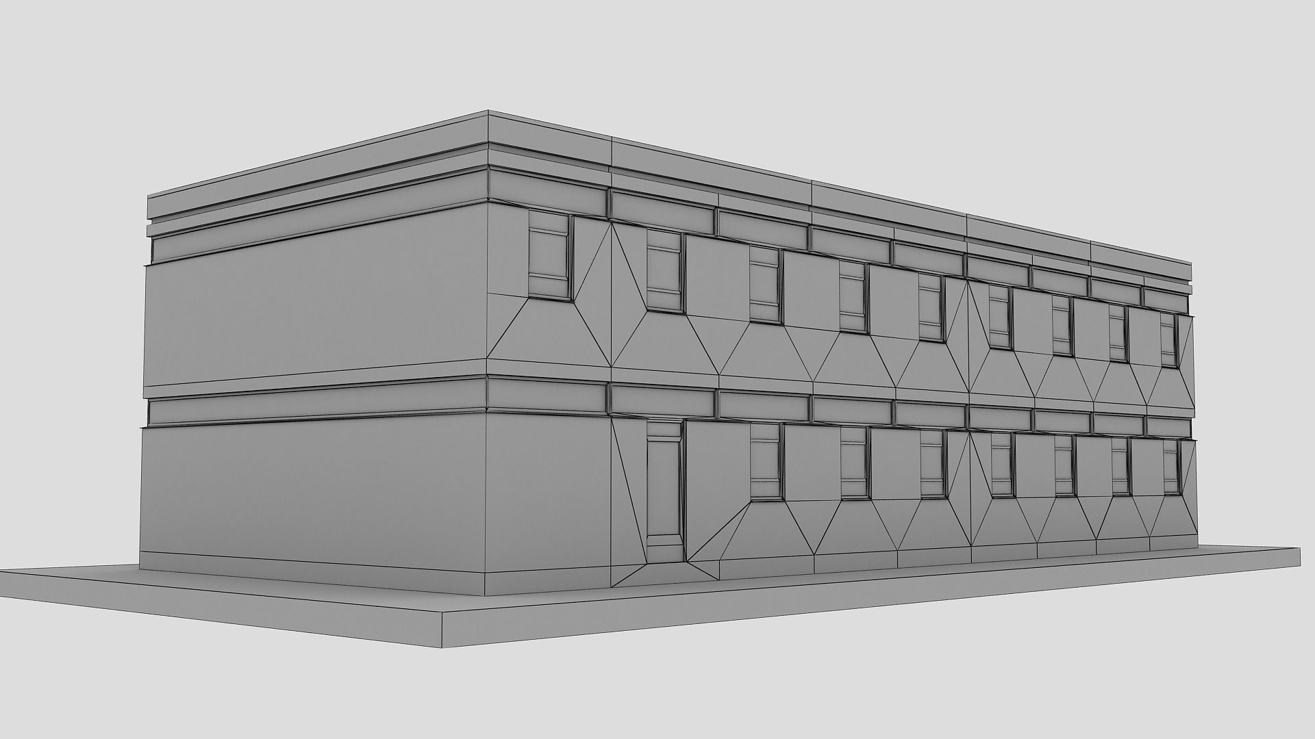 Realistic European City Block Building 20 Low-poly 3D model_12