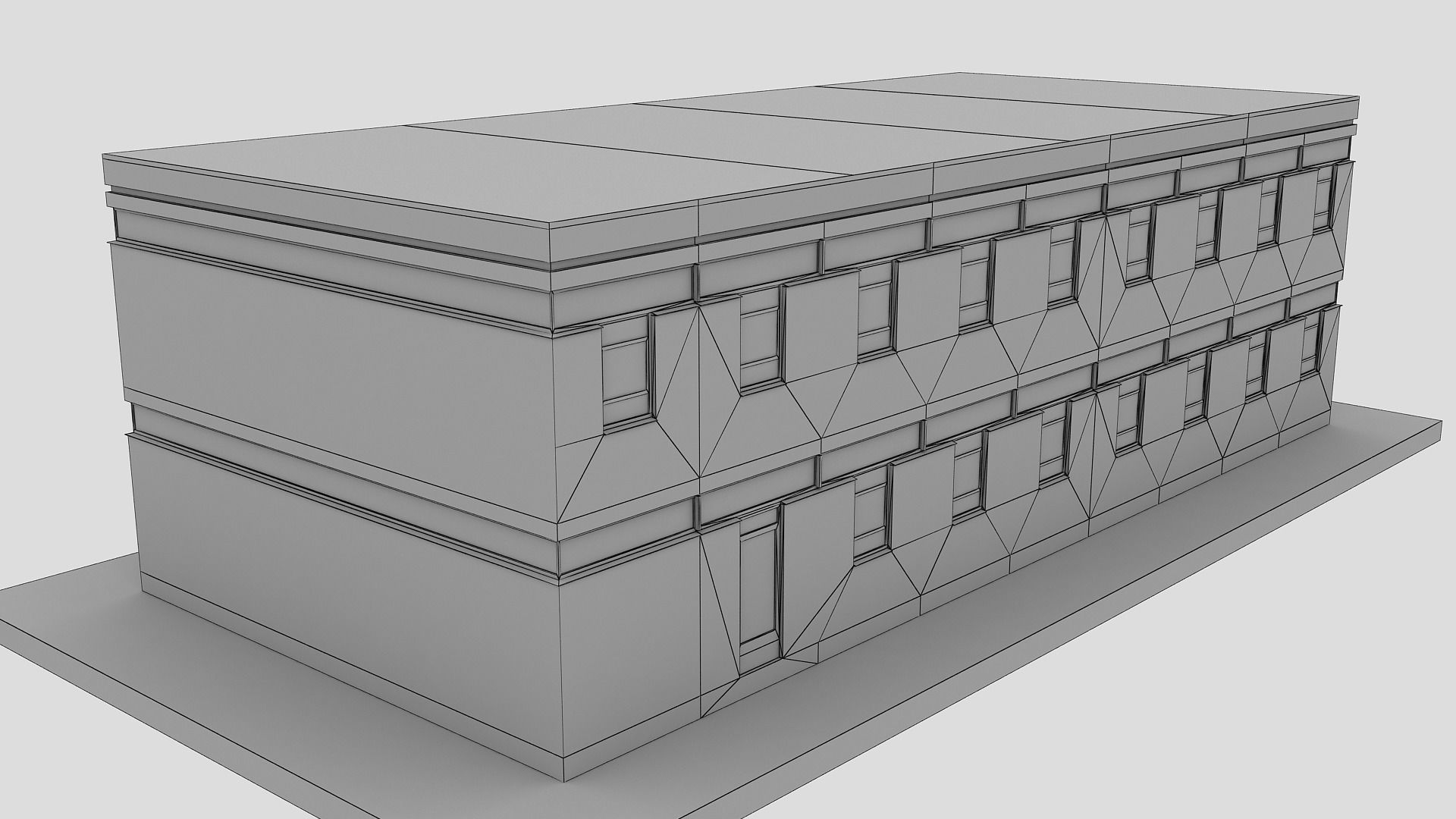 Realistic European City Block Building 20 Low-poly 3D model_16