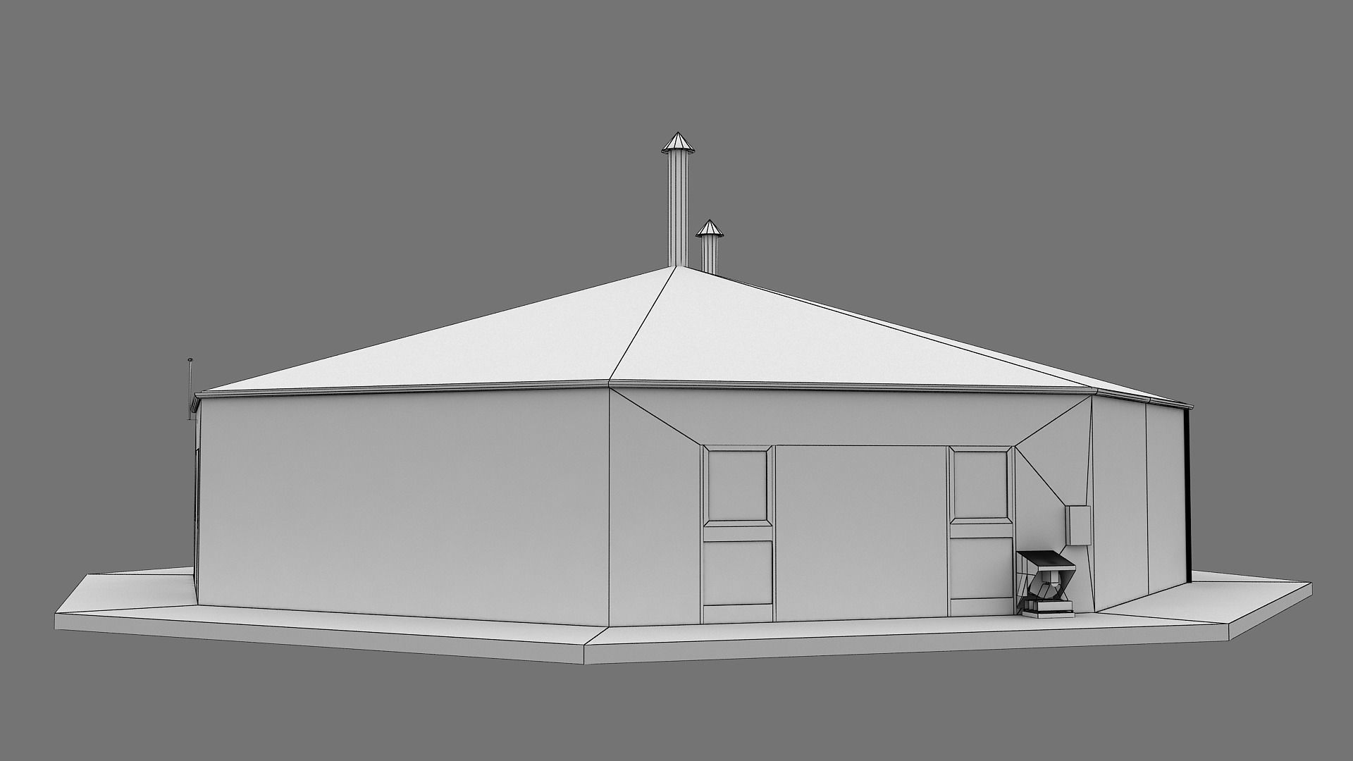 Realistic European City Block Building 22 Low-poly 3D model_10