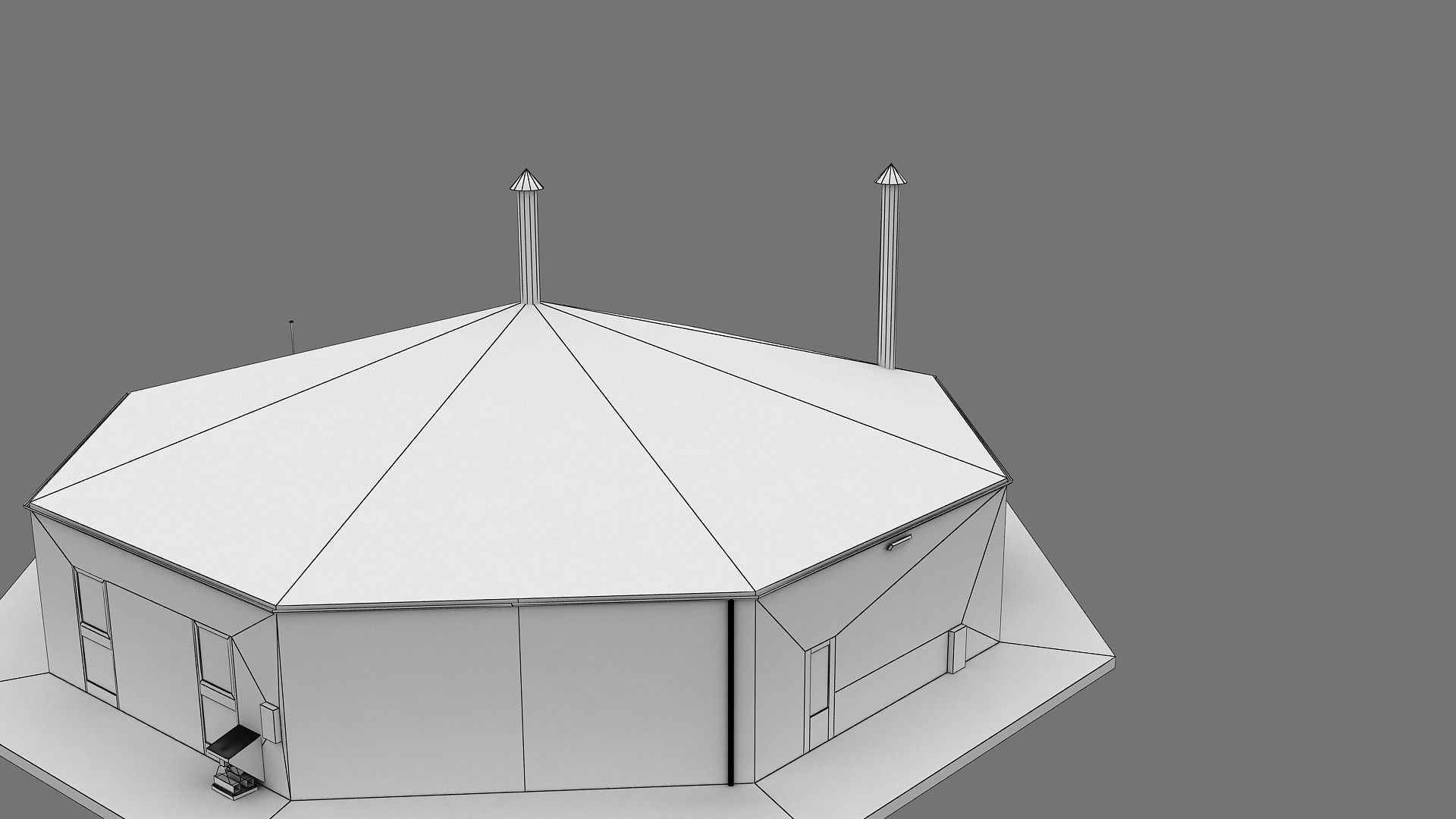 Realistic European City Block Building 22 Low-poly 3D model_9