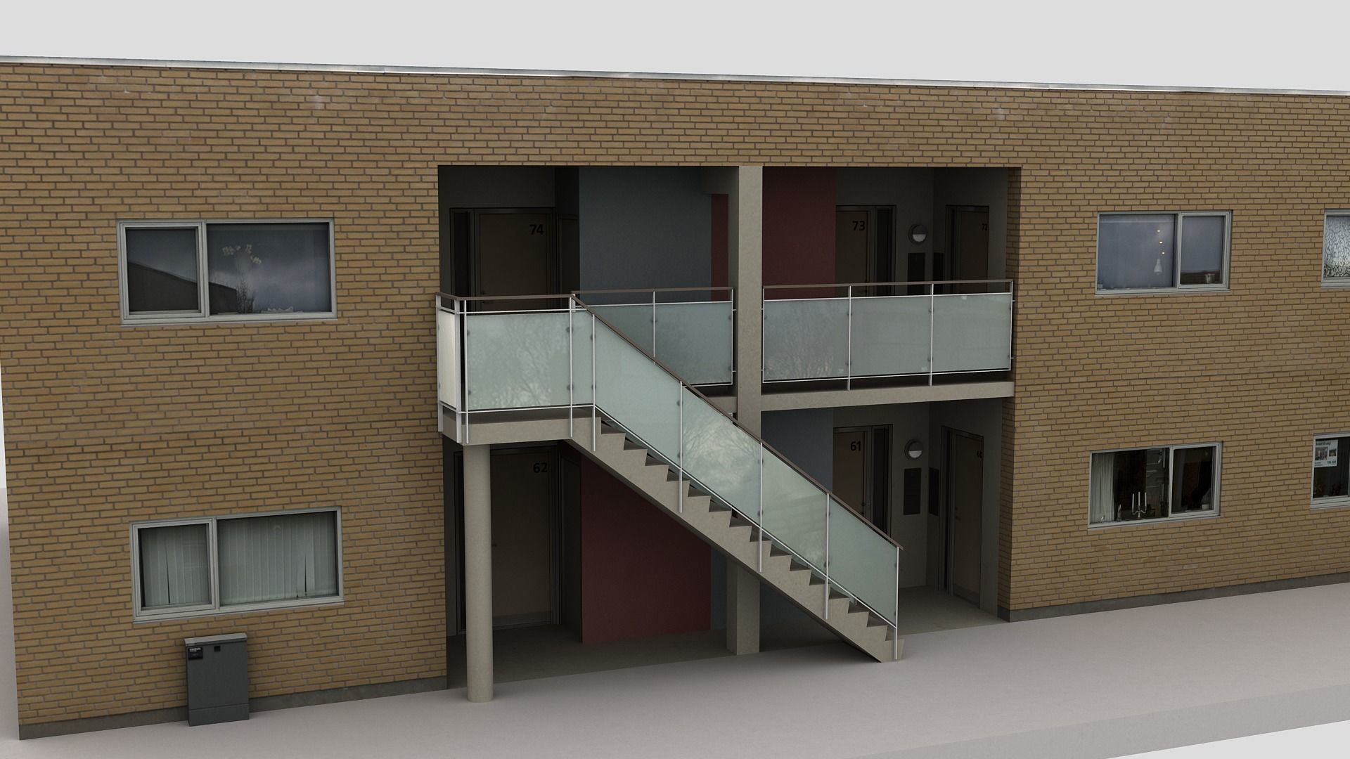 Realistic European City Block Building 23 Low-poly 3D model_8