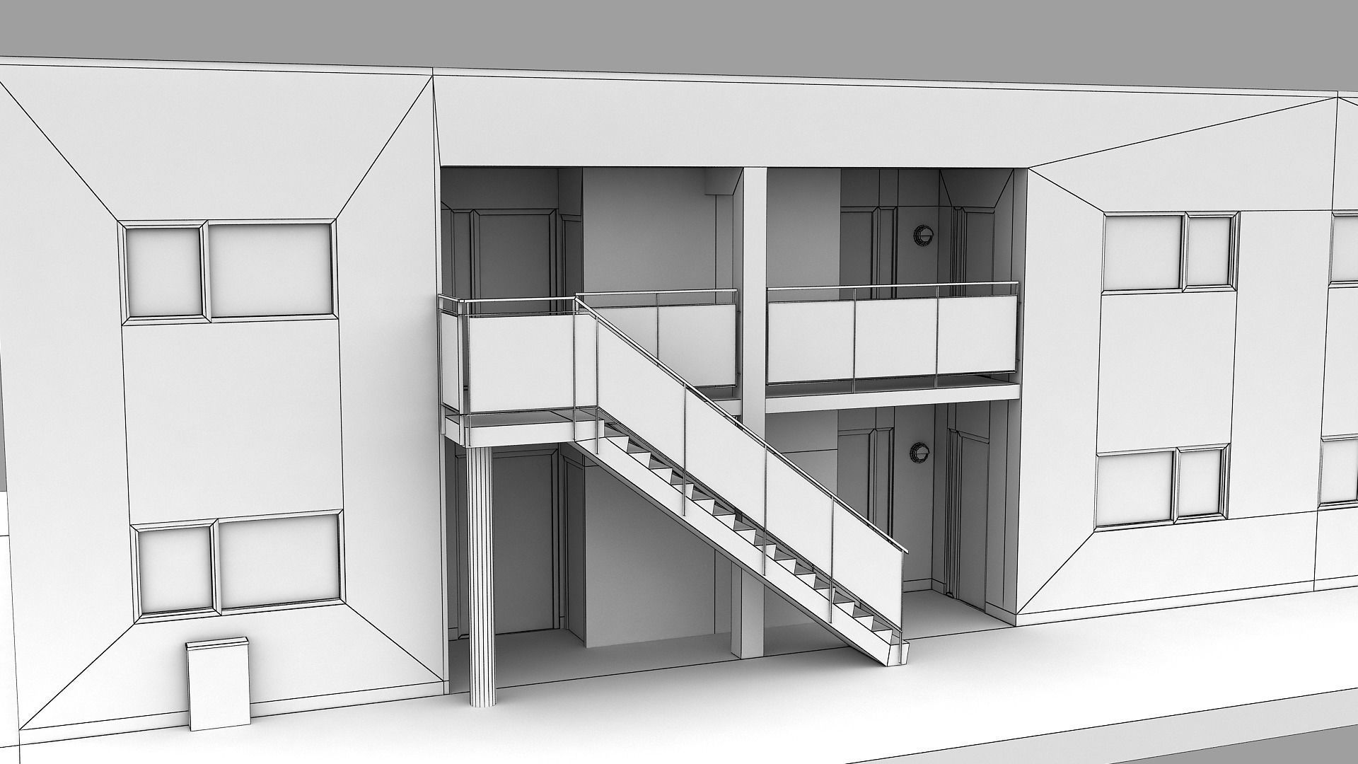 Realistic European City Block Building 23 Low-poly 3D model_17