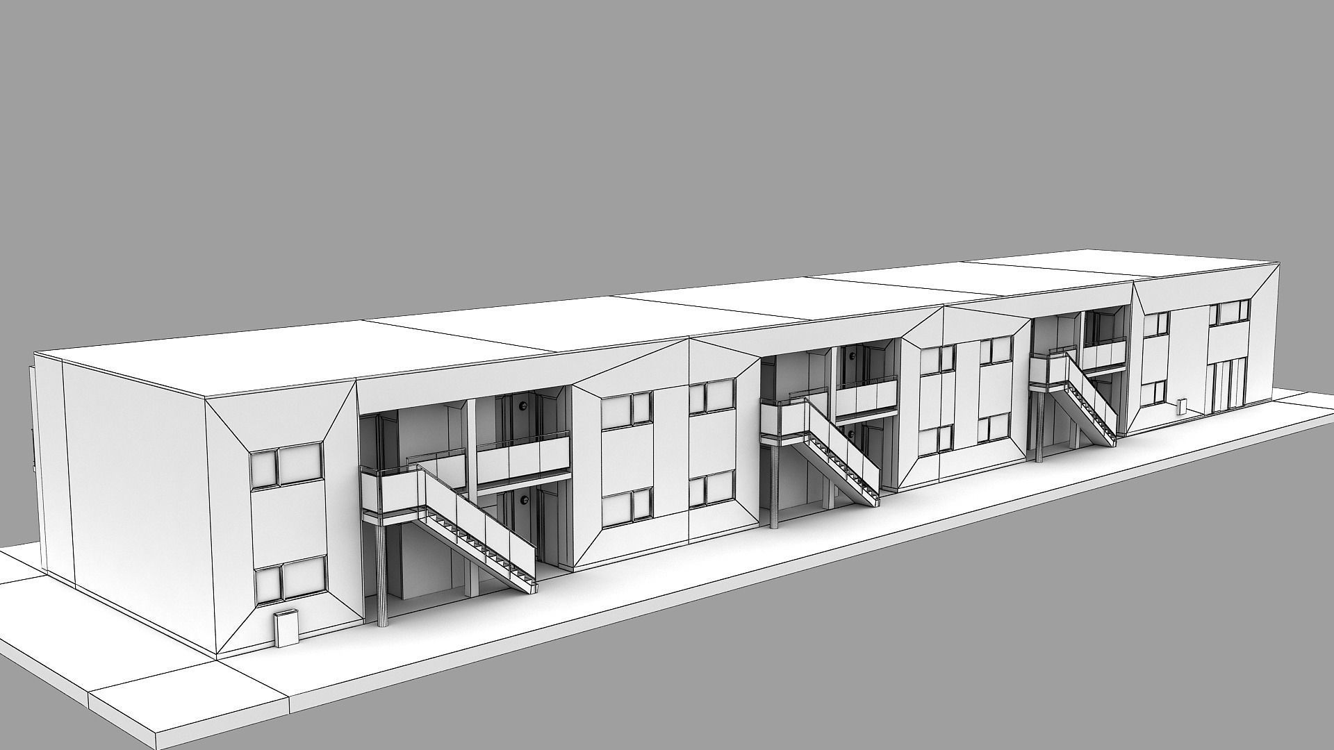 Realistic European City Block Building 23 Low-poly 3D model_16