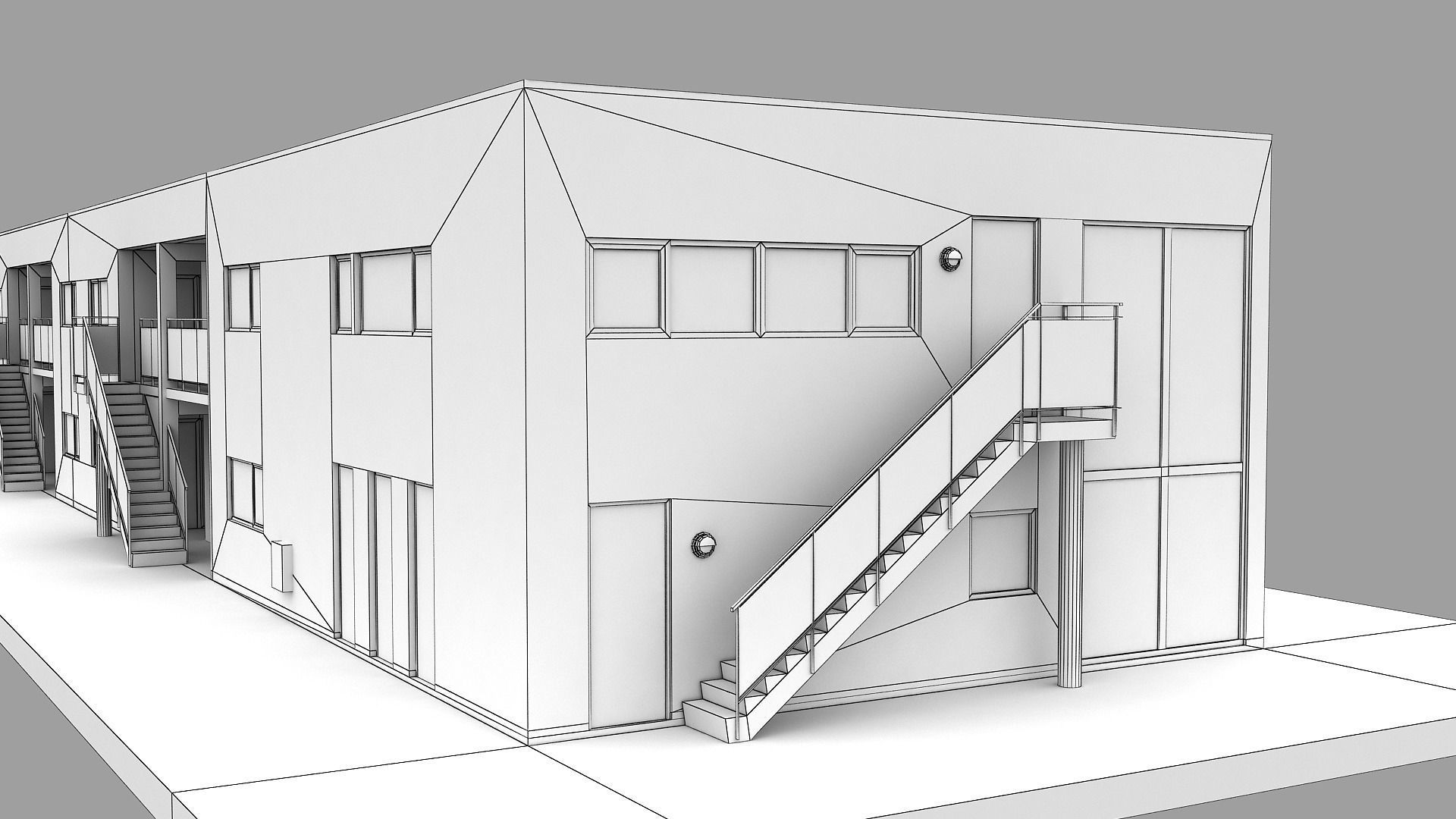 Realistic European City Block Building 23 Low-poly 3D model_14