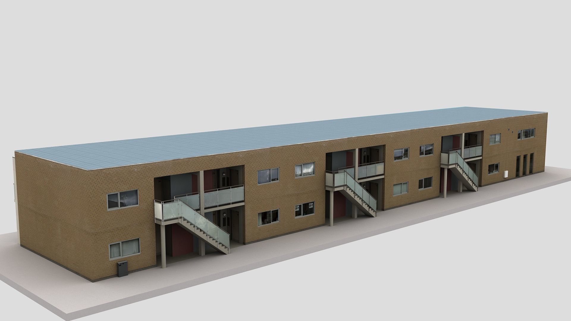 Realistic European City Block Building 23 Low-poly 3D model_7