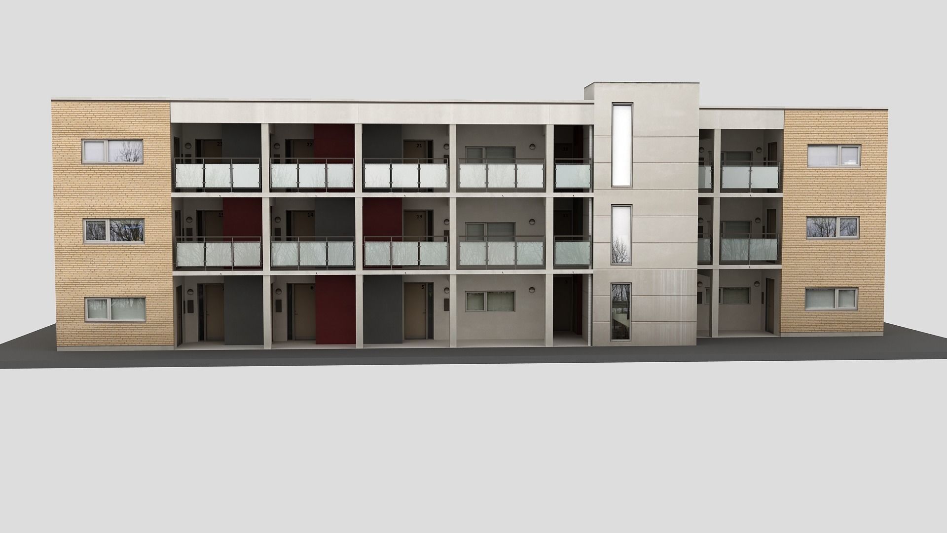 Realistic European City Block Building 26 Low-poly 3D model_3