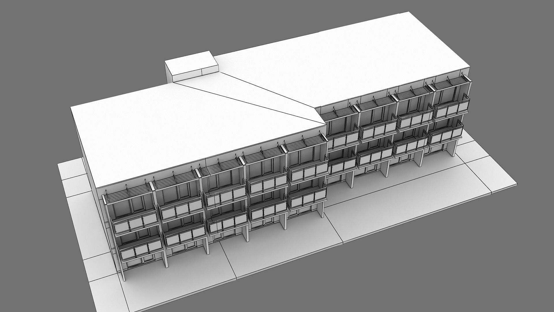 Realistic European City Block Building 26 Low-poly 3D model_15