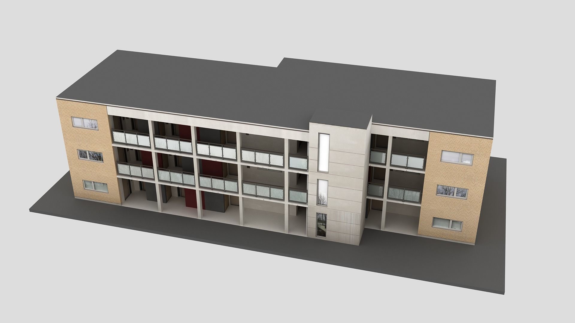 Realistic European City Block Building 26 Low-poly 3D model_7