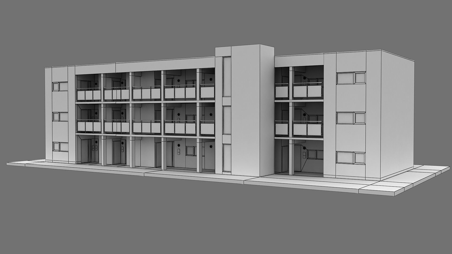 Realistic European City Block Building 26 Low-poly 3D model_11