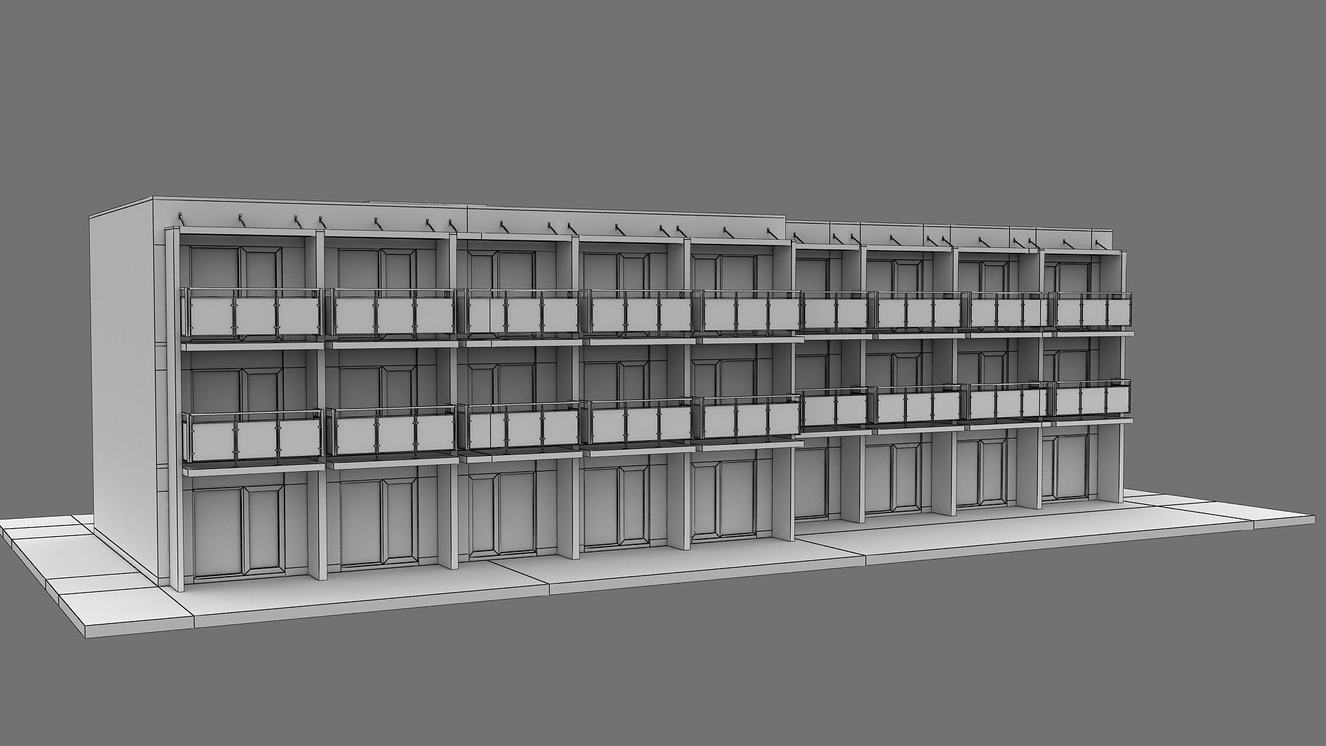 Realistic European City Block Building 26 Low-poly 3D model_14