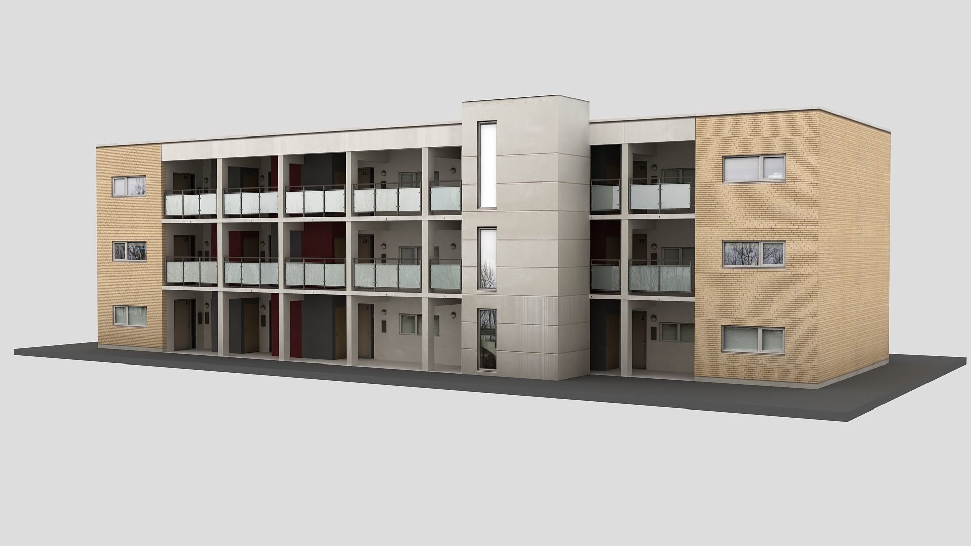 Realistic European City Block Building 26 Low-poly 3D model_2