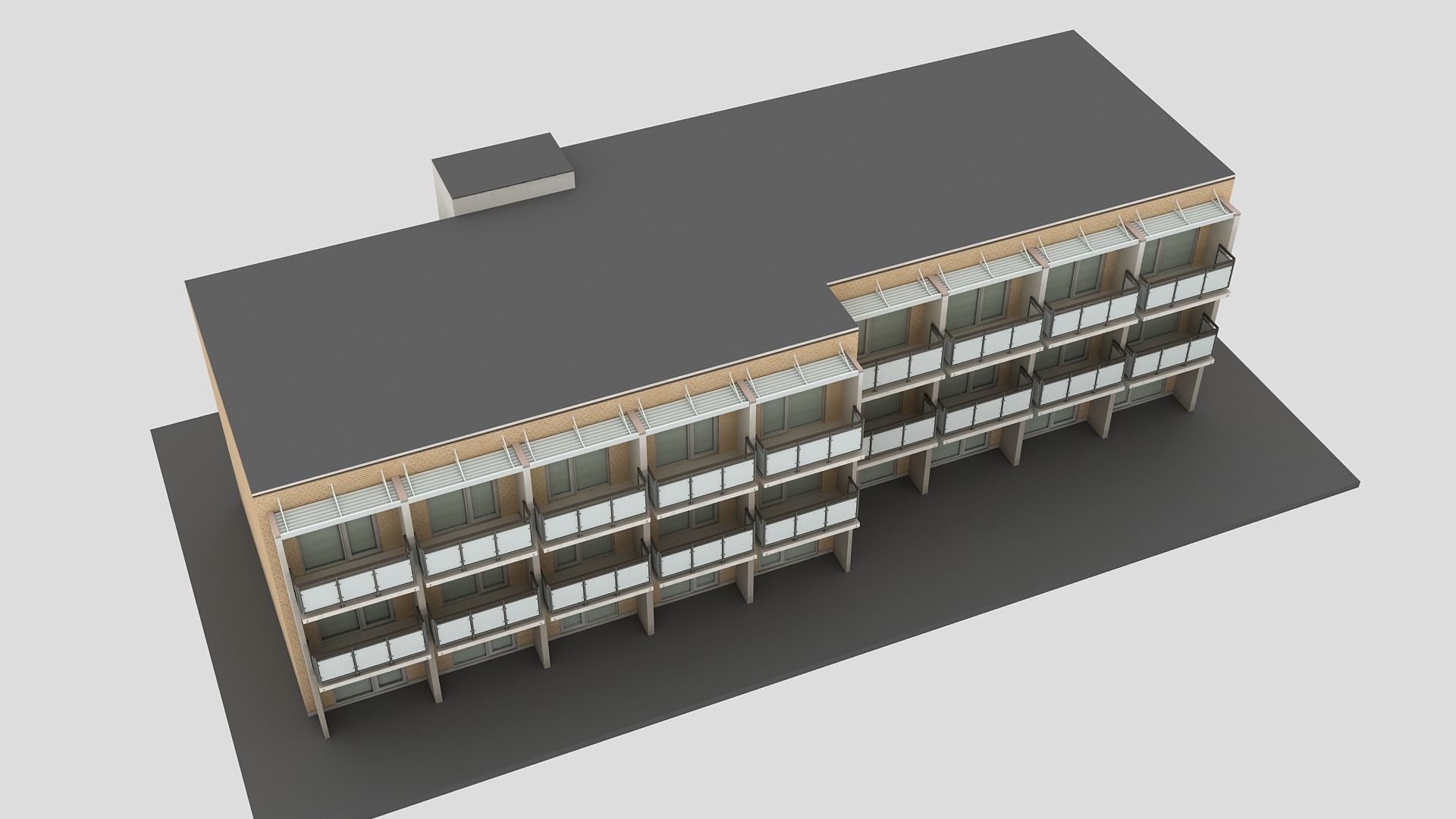 Realistic European City Block Building 26 Low-poly 3D model_6