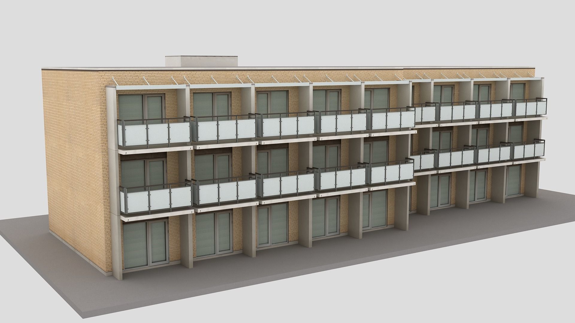 Realistic European City Block Building 26 Low-poly 3D model_1