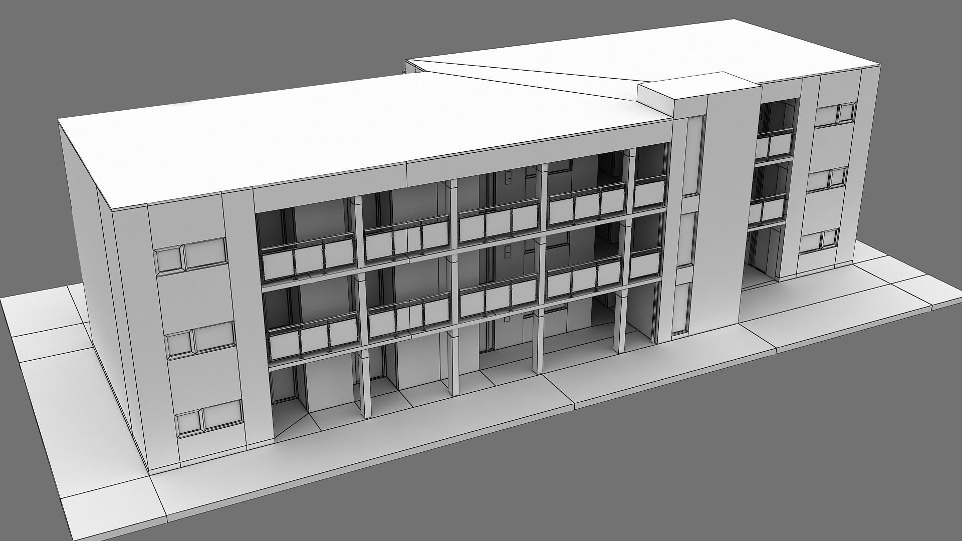 Realistic European City Block Building 26 Low-poly 3D model_17