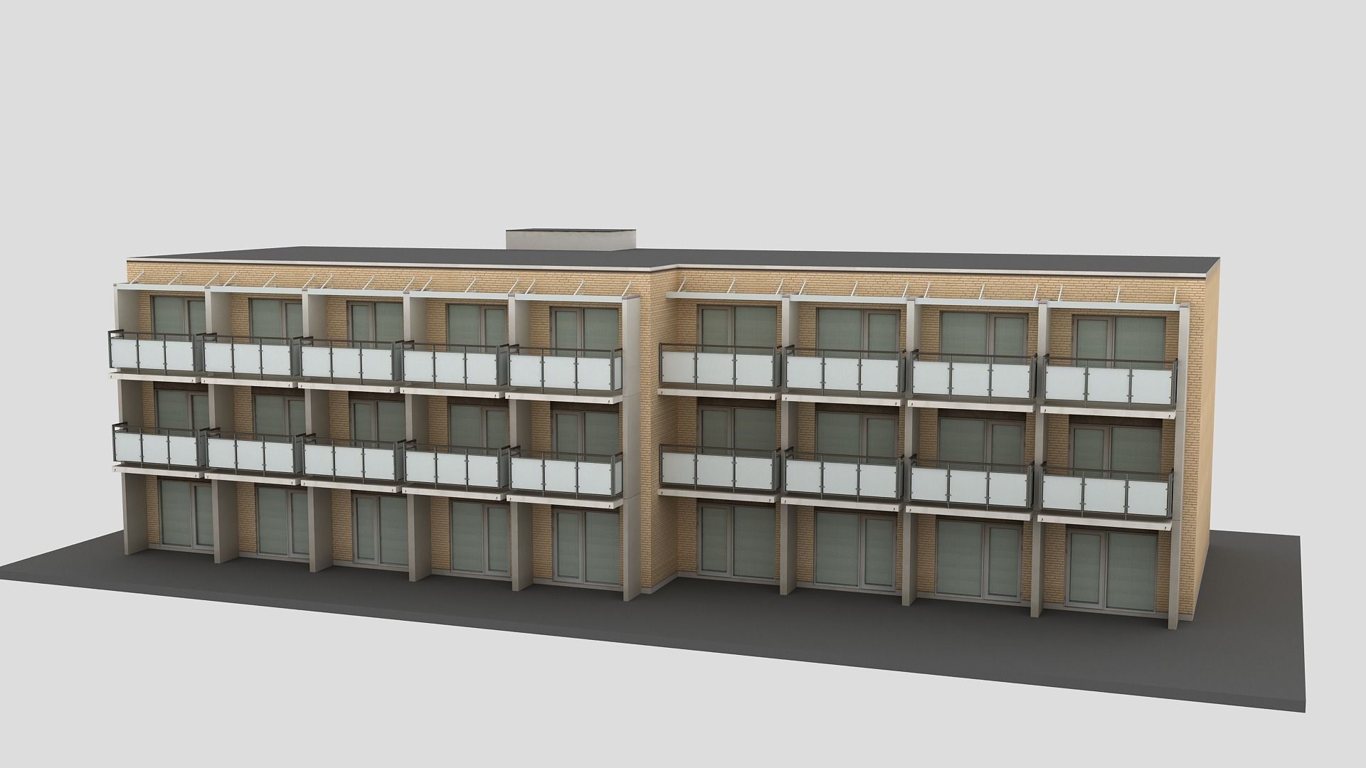 Realistic European City Block Building 26 Low-poly 3D model_4