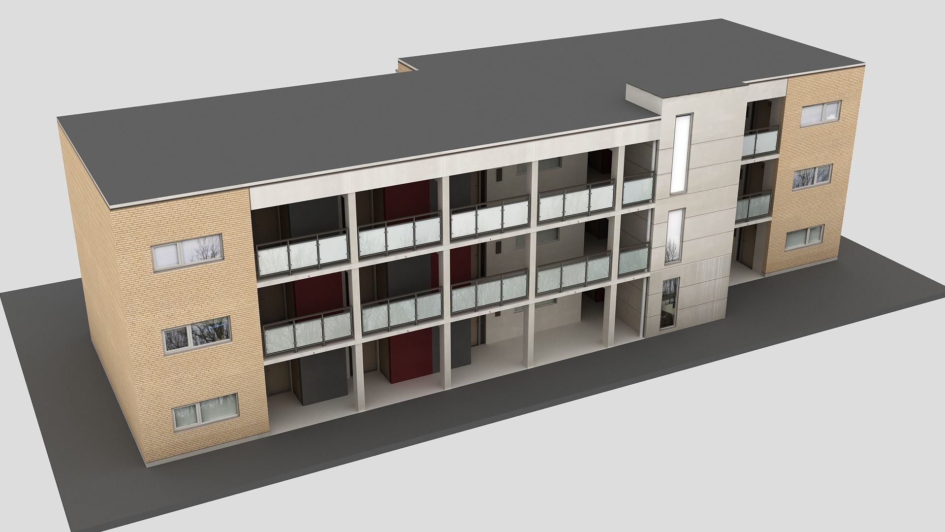 Realistic European City Block Building 26 Low-poly 3D model_8