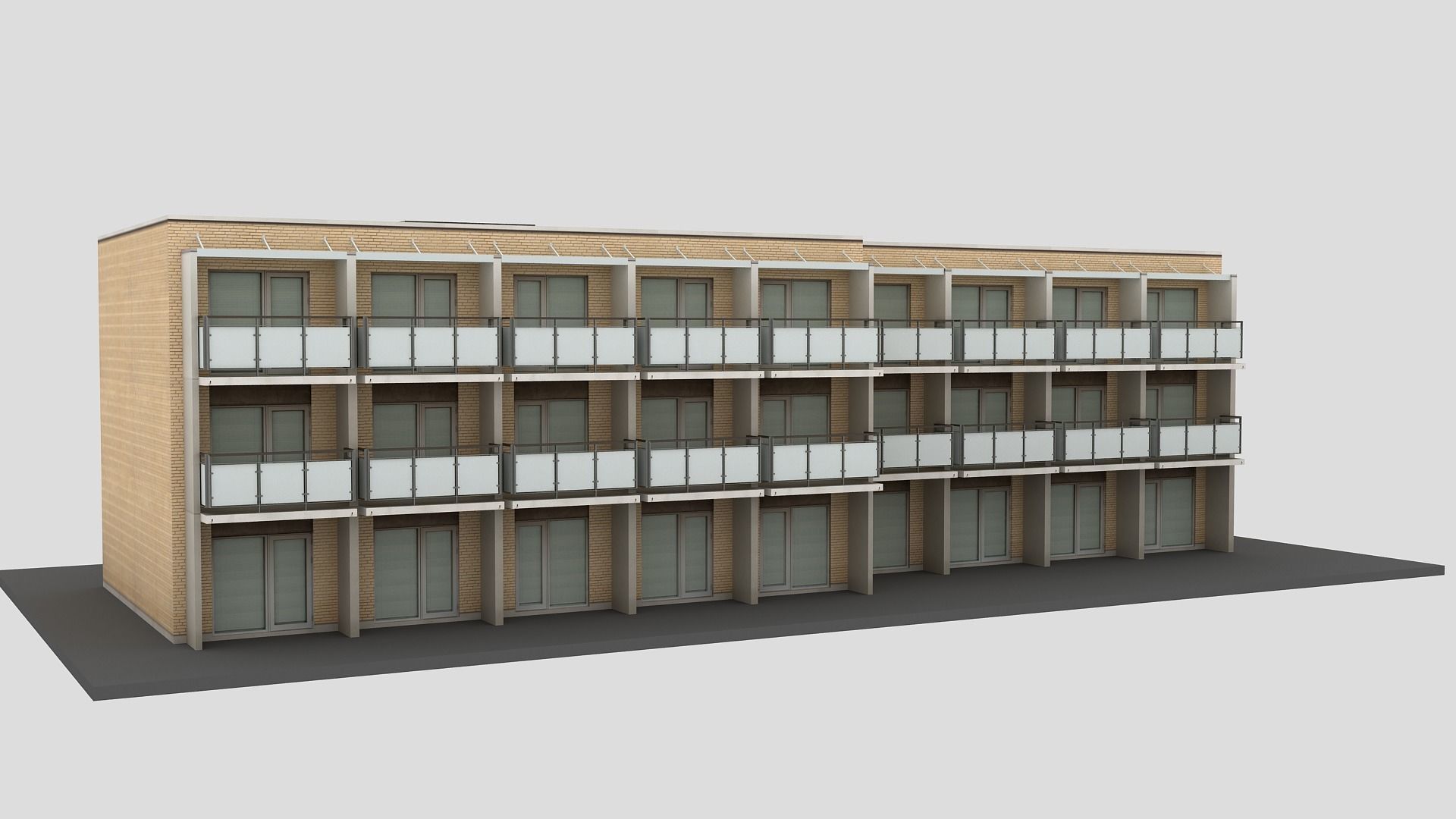 Realistic European City Block Building 26 Low-poly 3D model_5