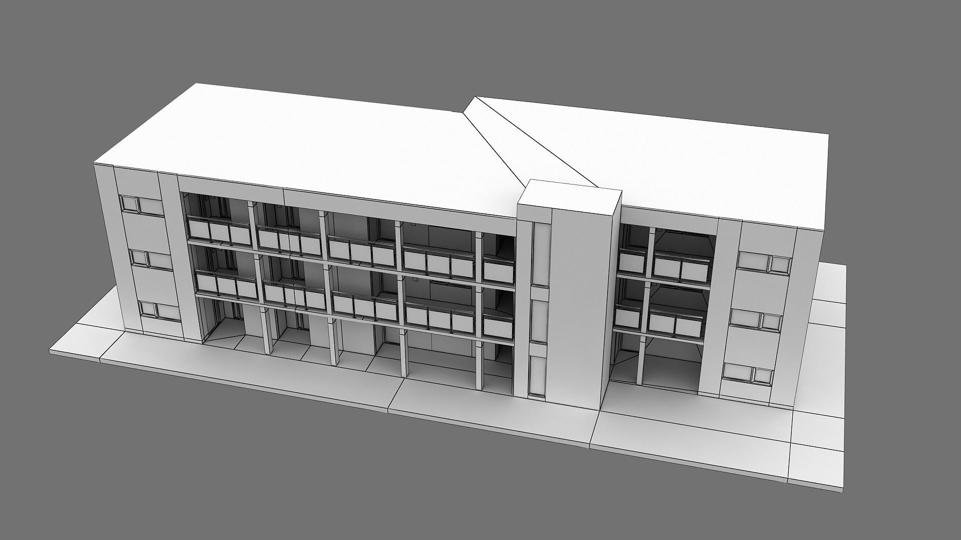 Realistic European City Block Building 26 Low-poly 3D model_16