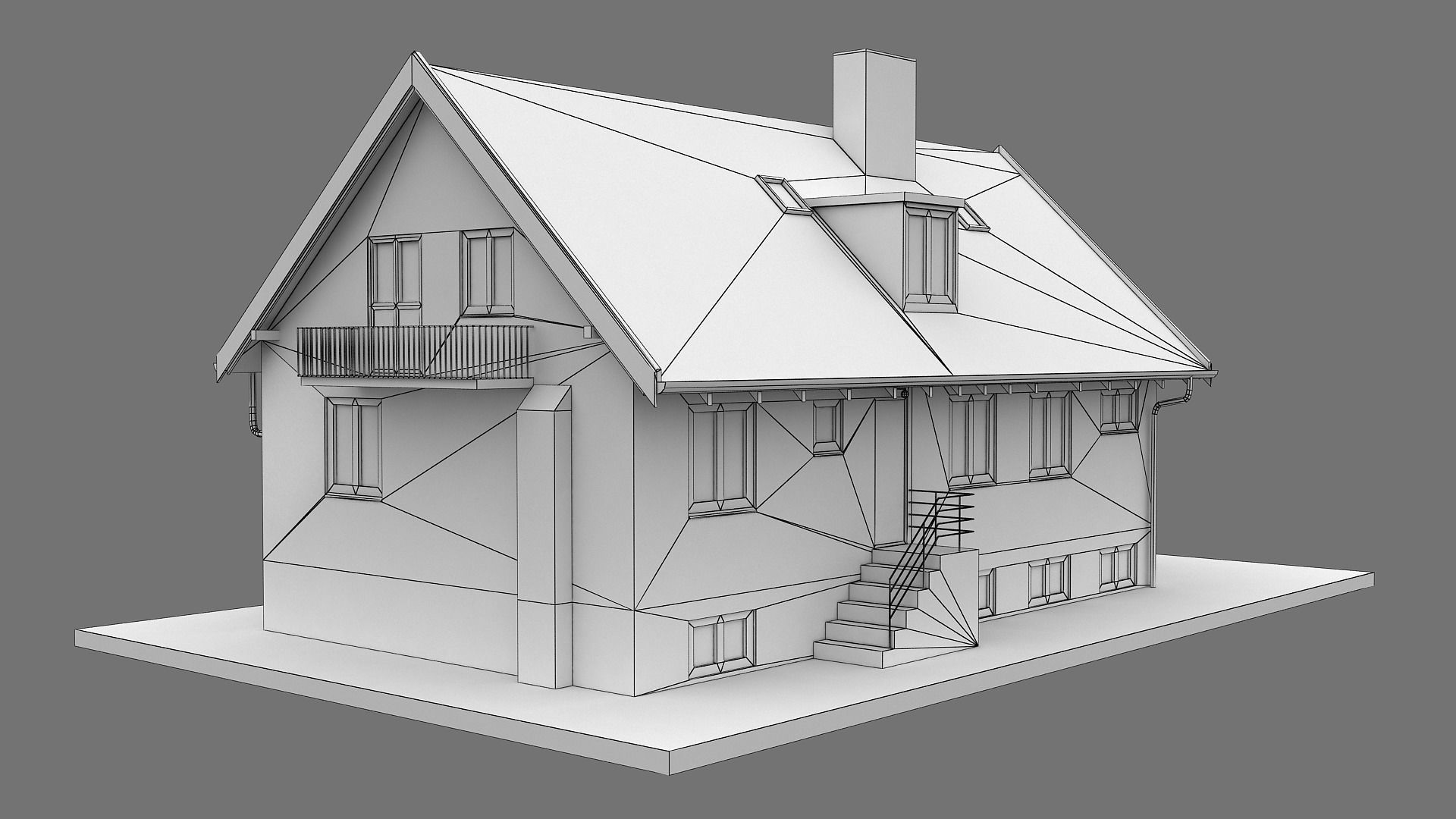 Realistic European City Block Building 28 Low-poly 3D model_13