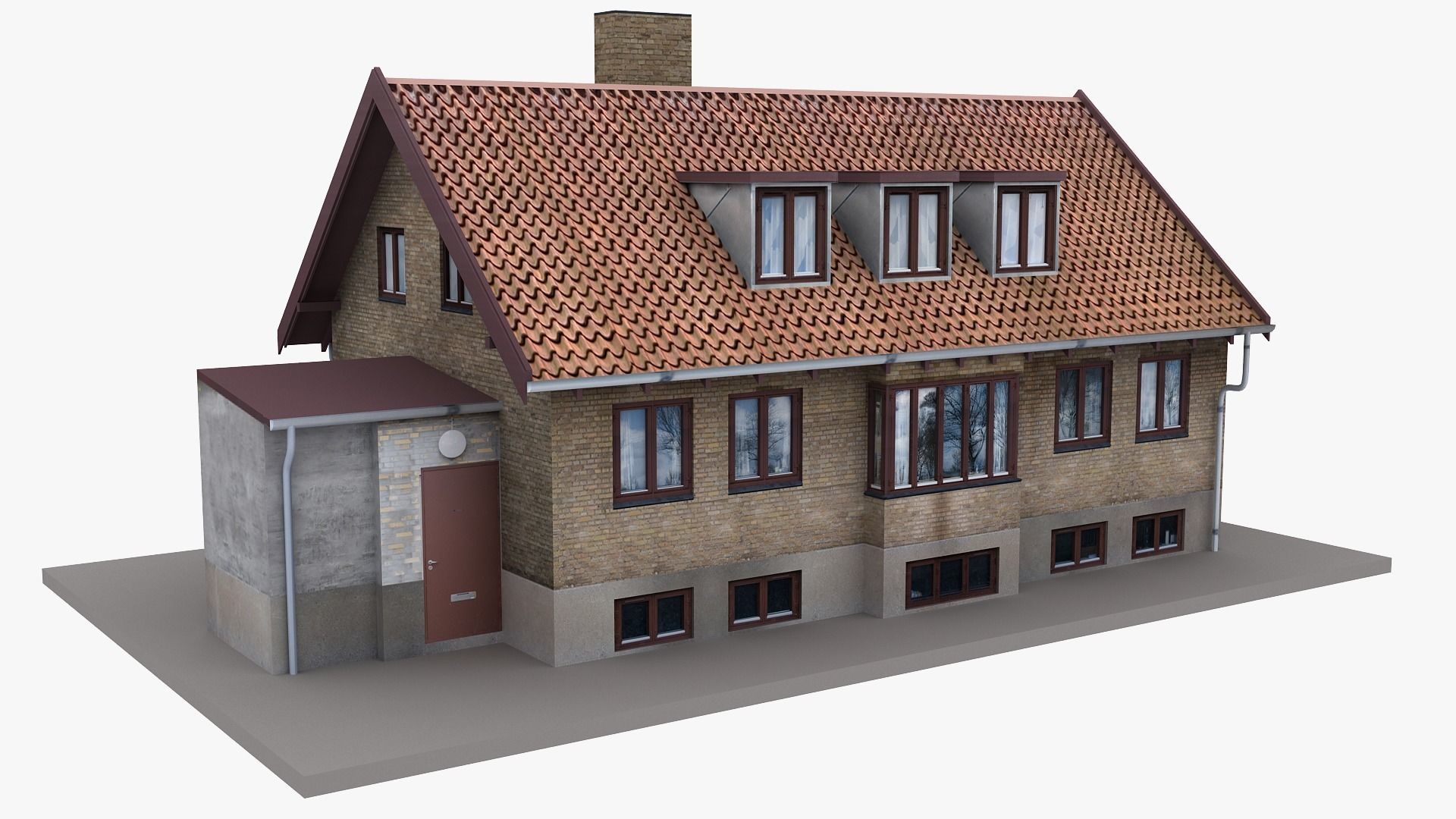 Realistic European City Block Building 28 Low-poly 3D model_9