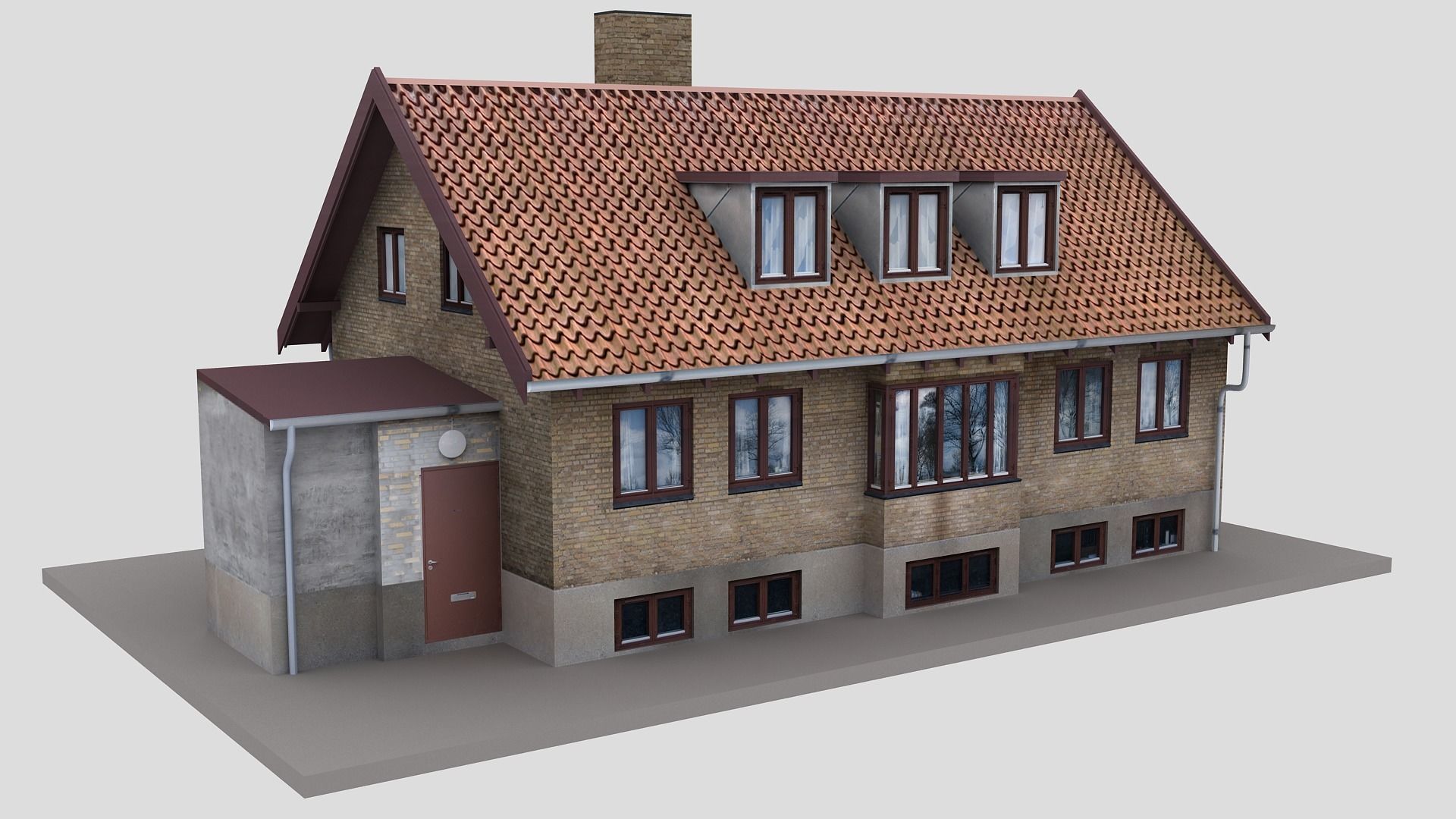 Realistic European City Block Building 28 Low-poly 3D model_8