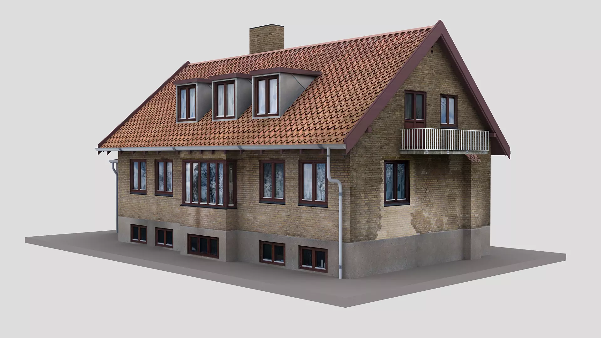 Realistic European City Block Building 28 Low-poly 3D model_0